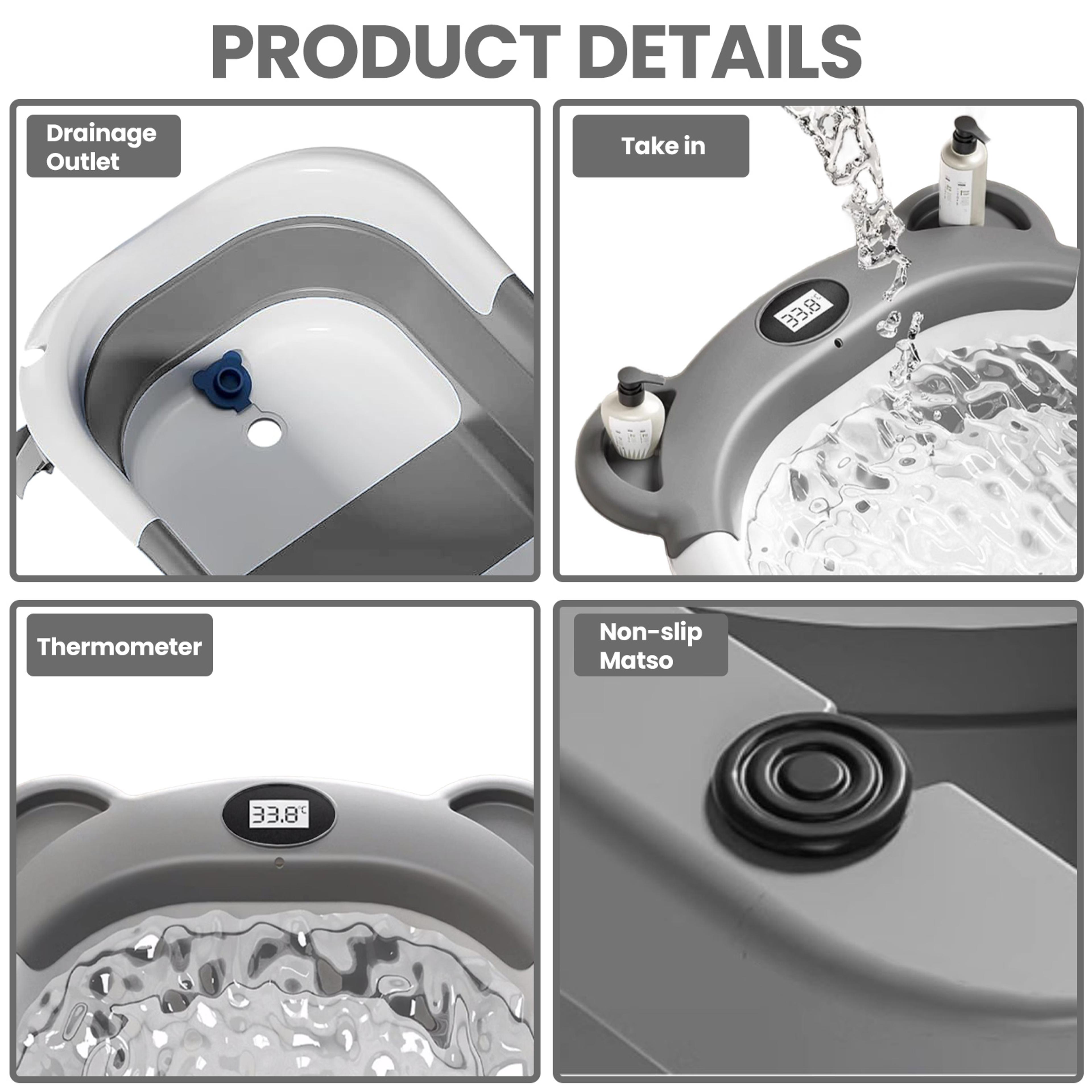 Collapsible Baby Bathtub Portable Travel Bathtub With Thermometer Soft Cushion Drain Hole For Babie 6