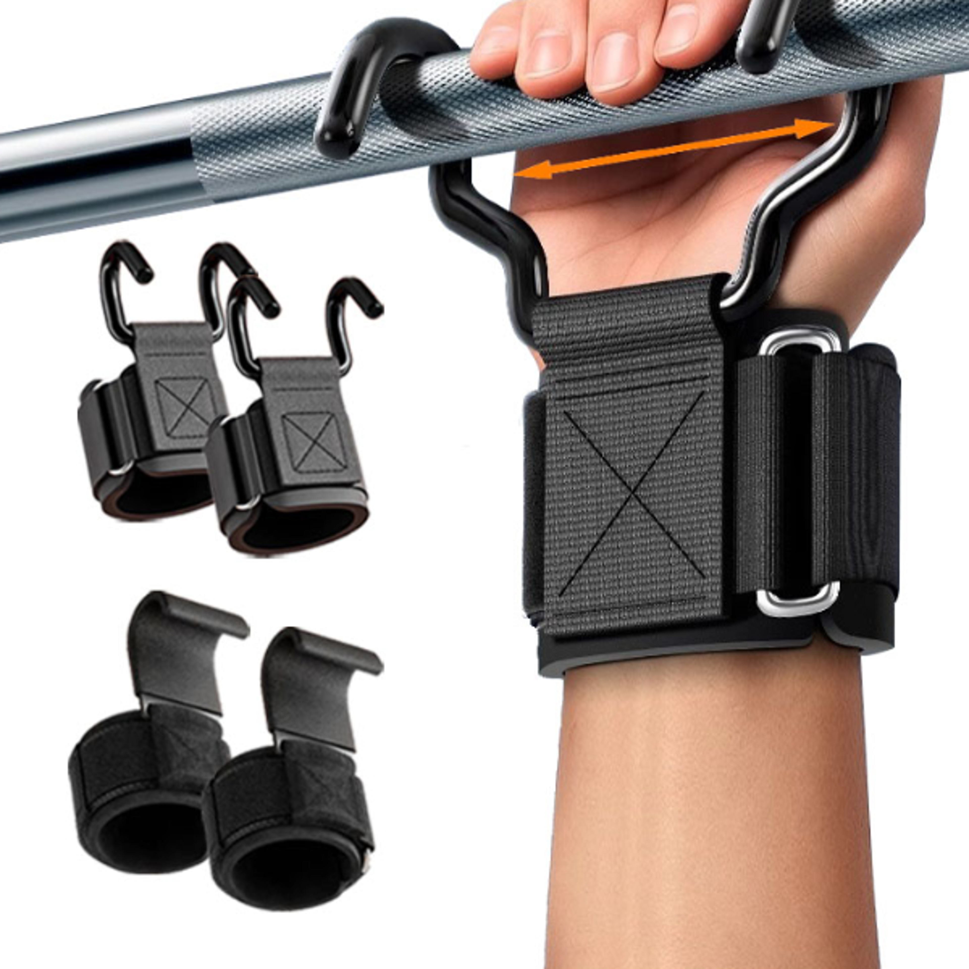 adjustable weight lifting straps, deadlift hook grips, powerlifting wrist wraps, non-slip gym fitness support