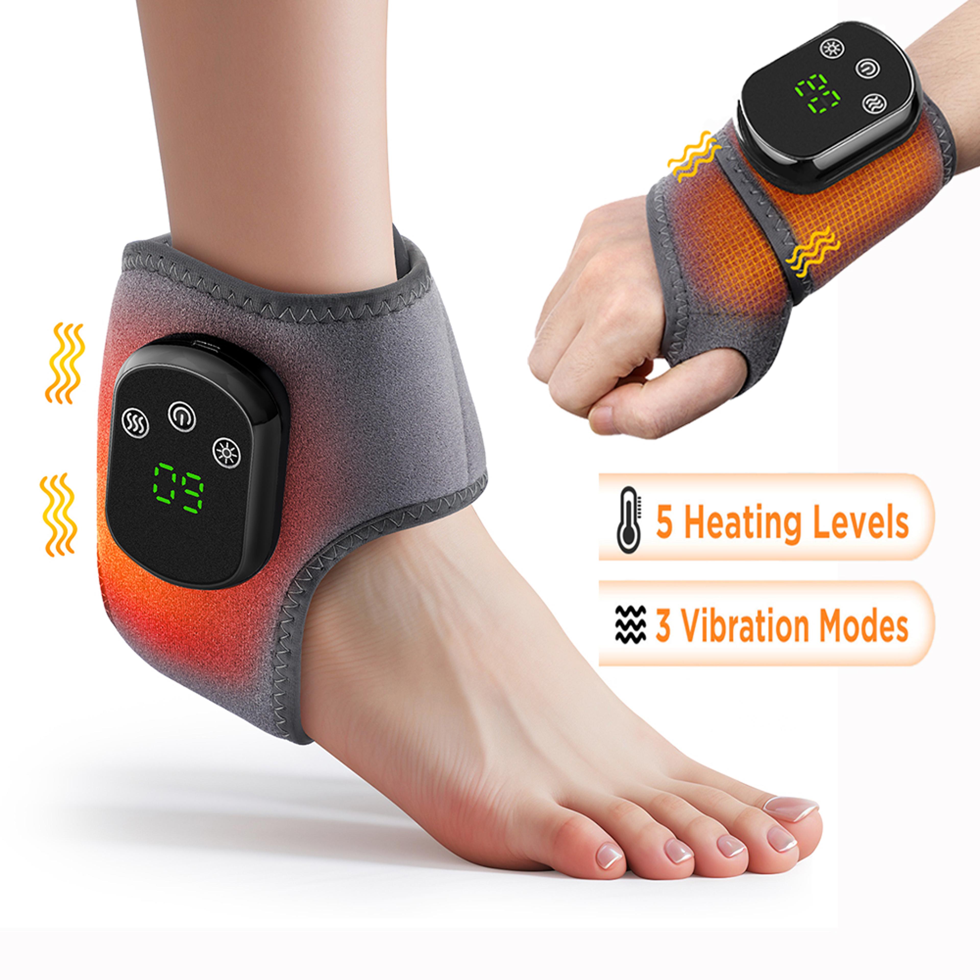portable electric ankle and wrist massager, 5-speed infrared heat, vibration therapy for relaxation