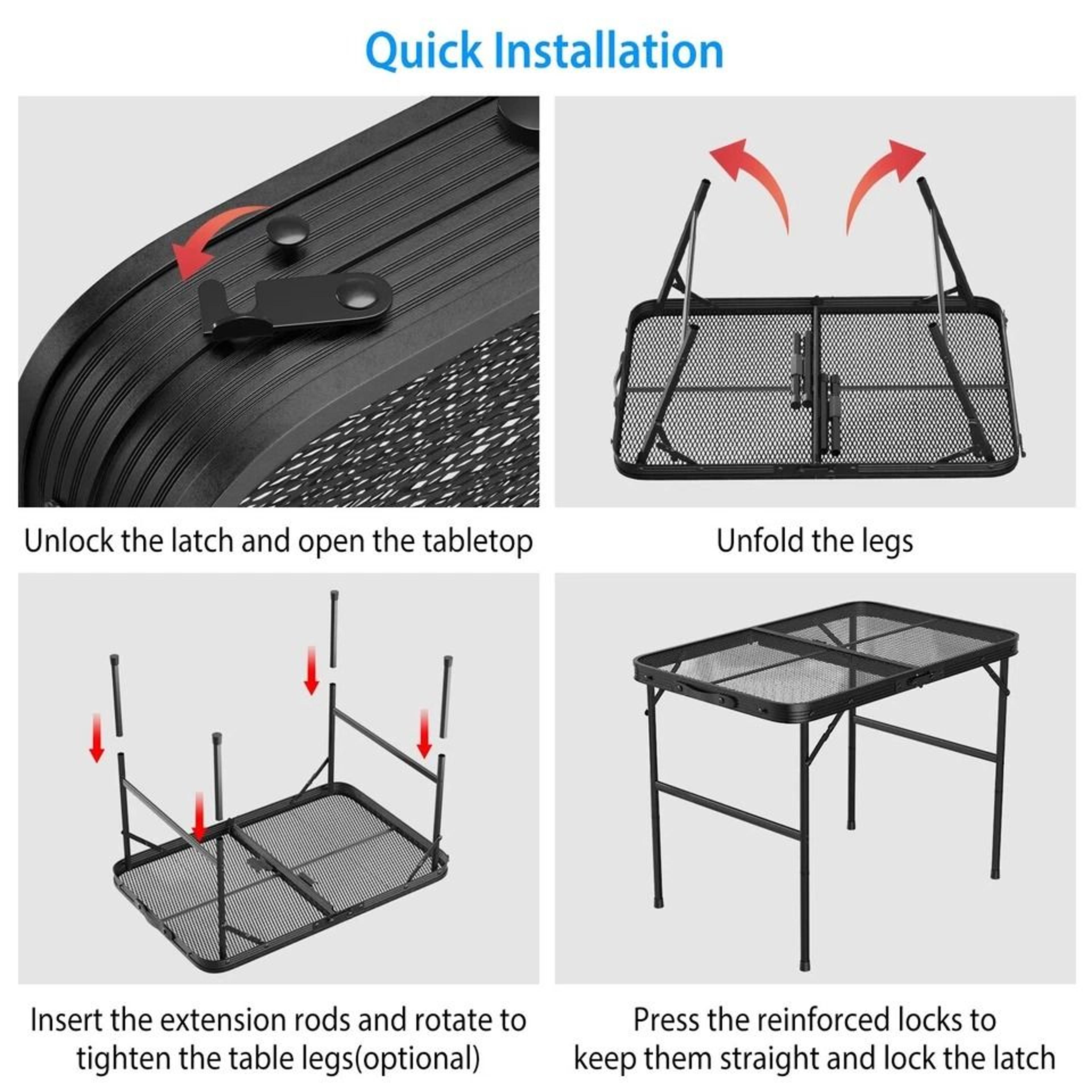 Aluminum Picnic Adjustable Folding Table 35x23 Grill Stand Table For Camping Portable Grill Table 4