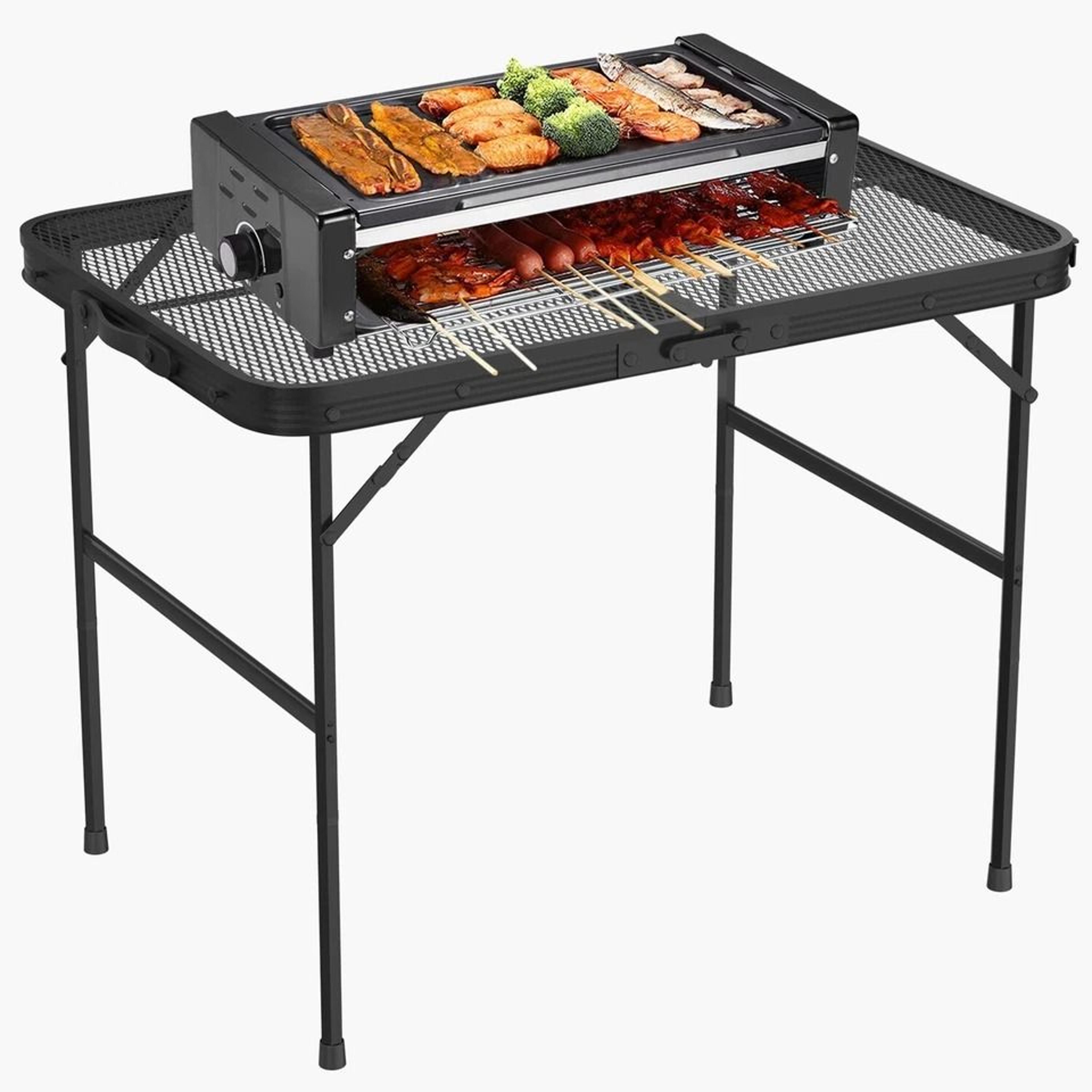 Aluminum Picnic Adjustable Folding Table 35x23 Grill Stand Table For Camping Portable Grill Table 7