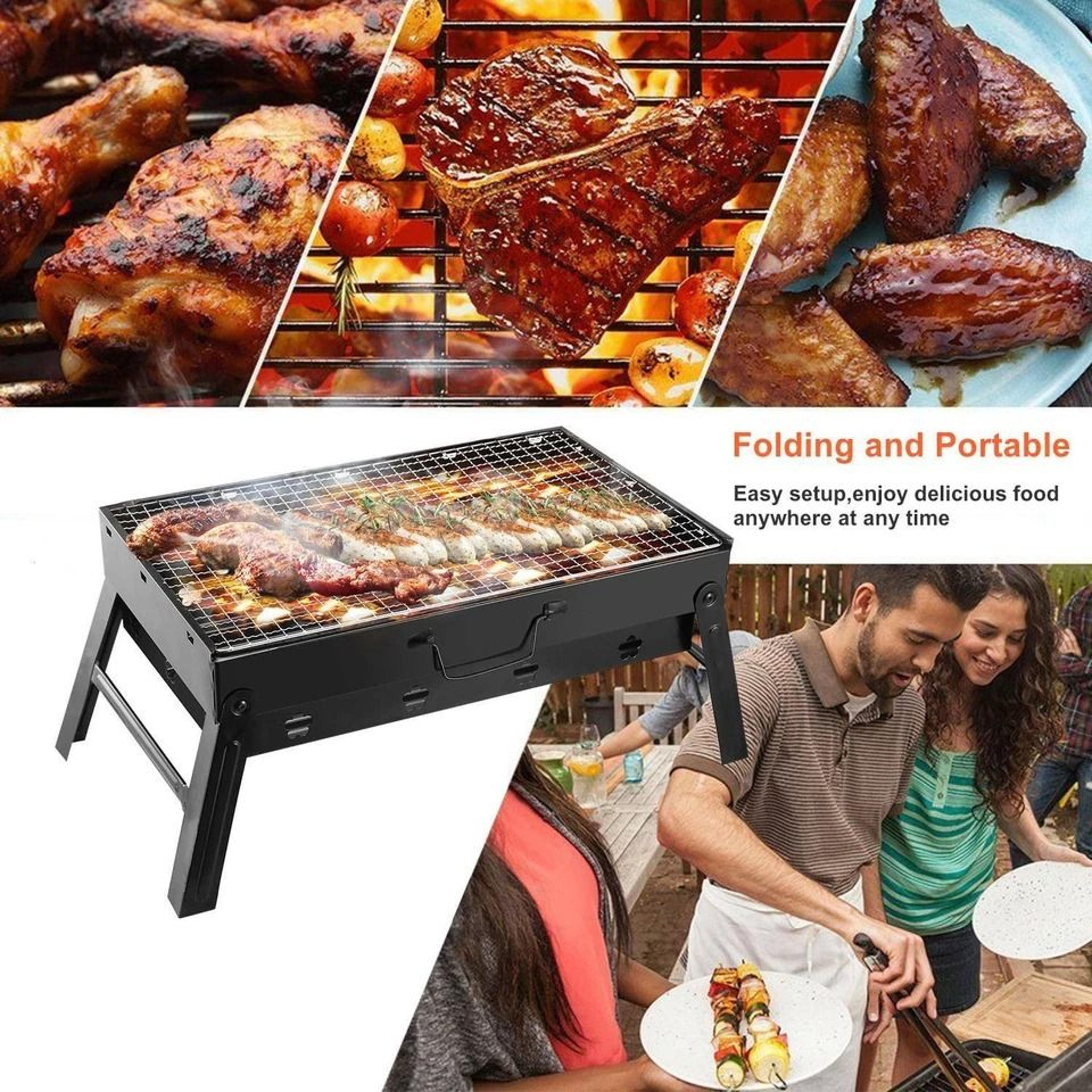 Portable Foldable BBQ Grill Compact Charcoal Stove Ideal For Camping Shish Kabob Grilling In Small  7