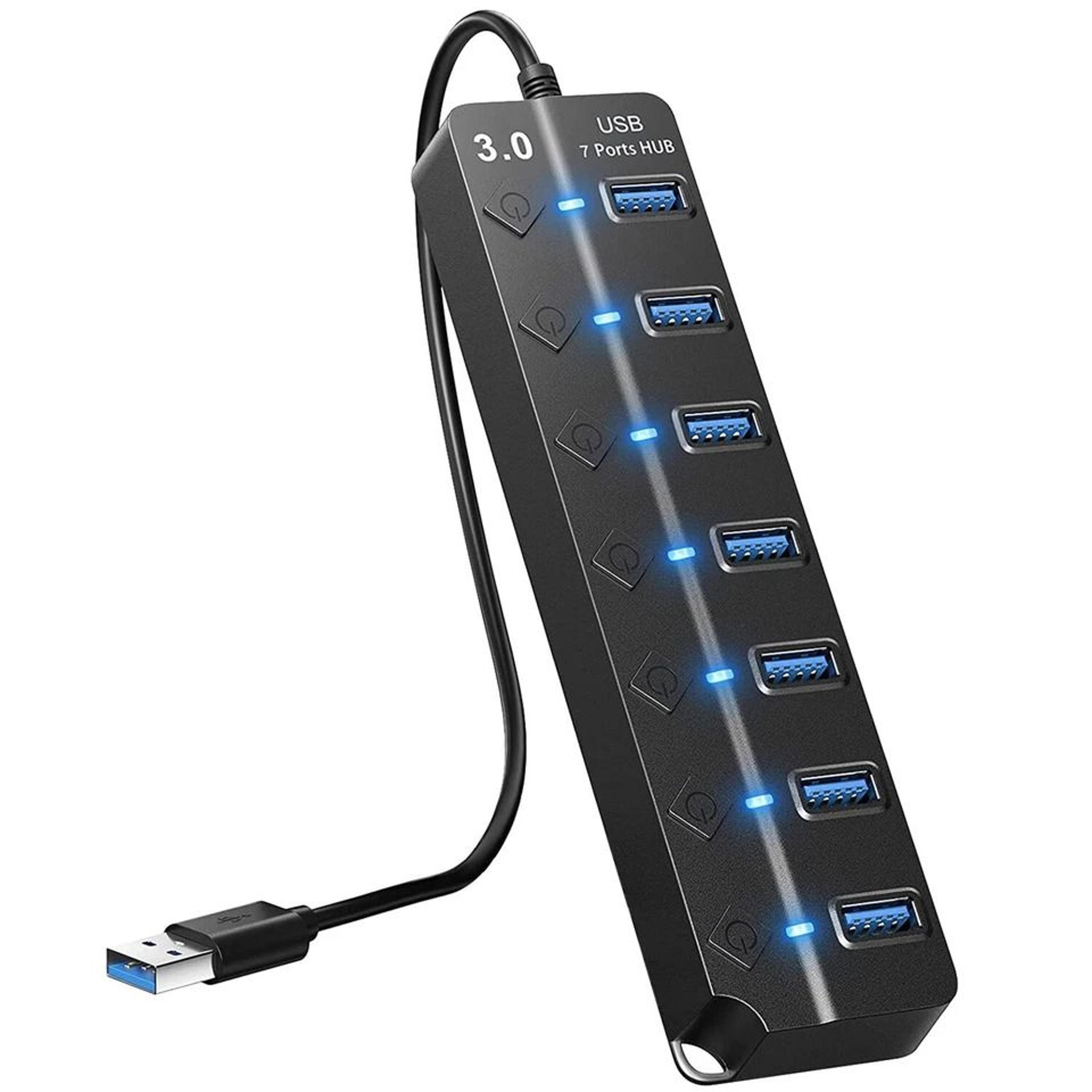 HighSpeed USB Hub Ports Data Splitter Individual OnOff Switches For PC Laptop 8