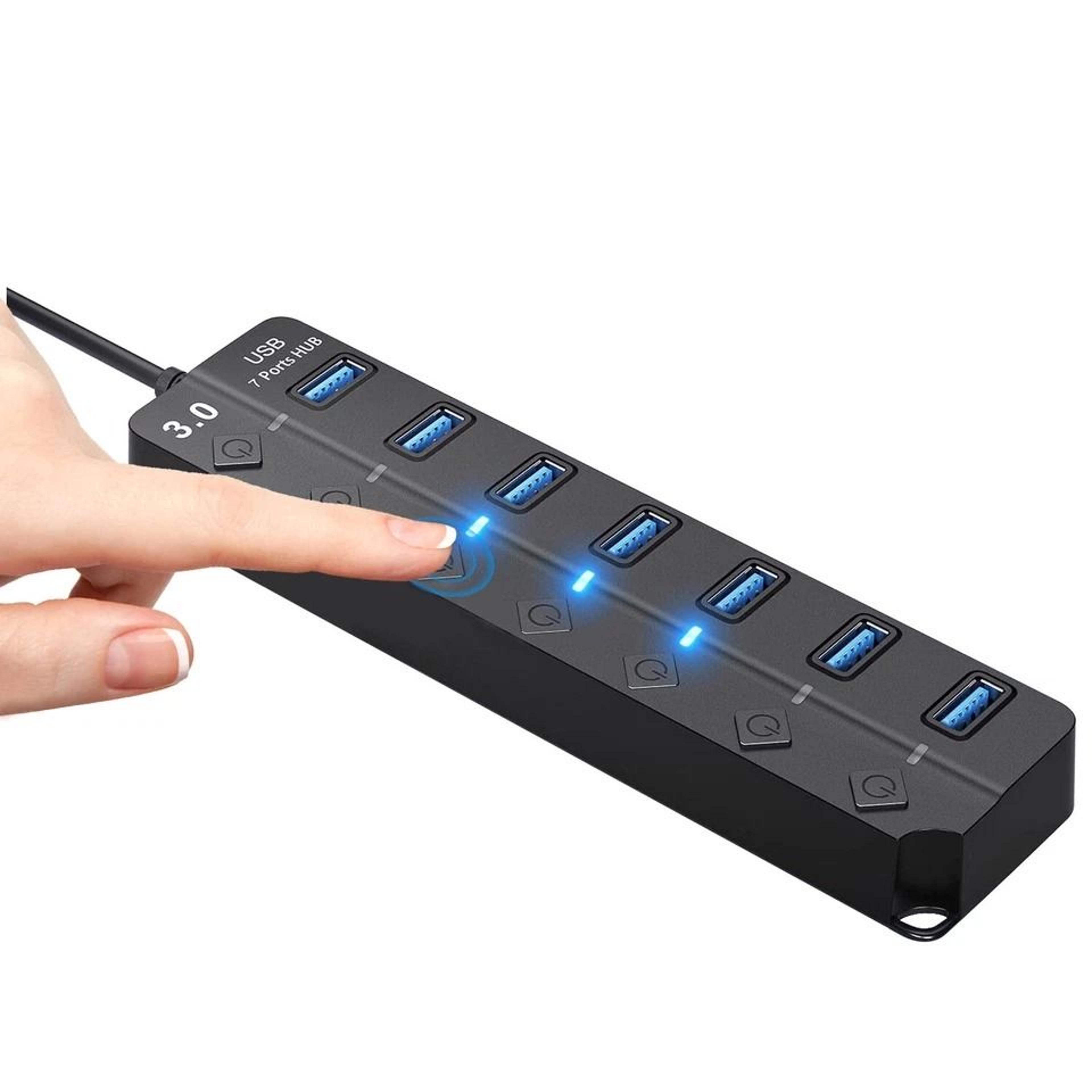 HighSpeed USB Hub Ports Data Splitter Individual OnOff Switches For PC Laptop 6