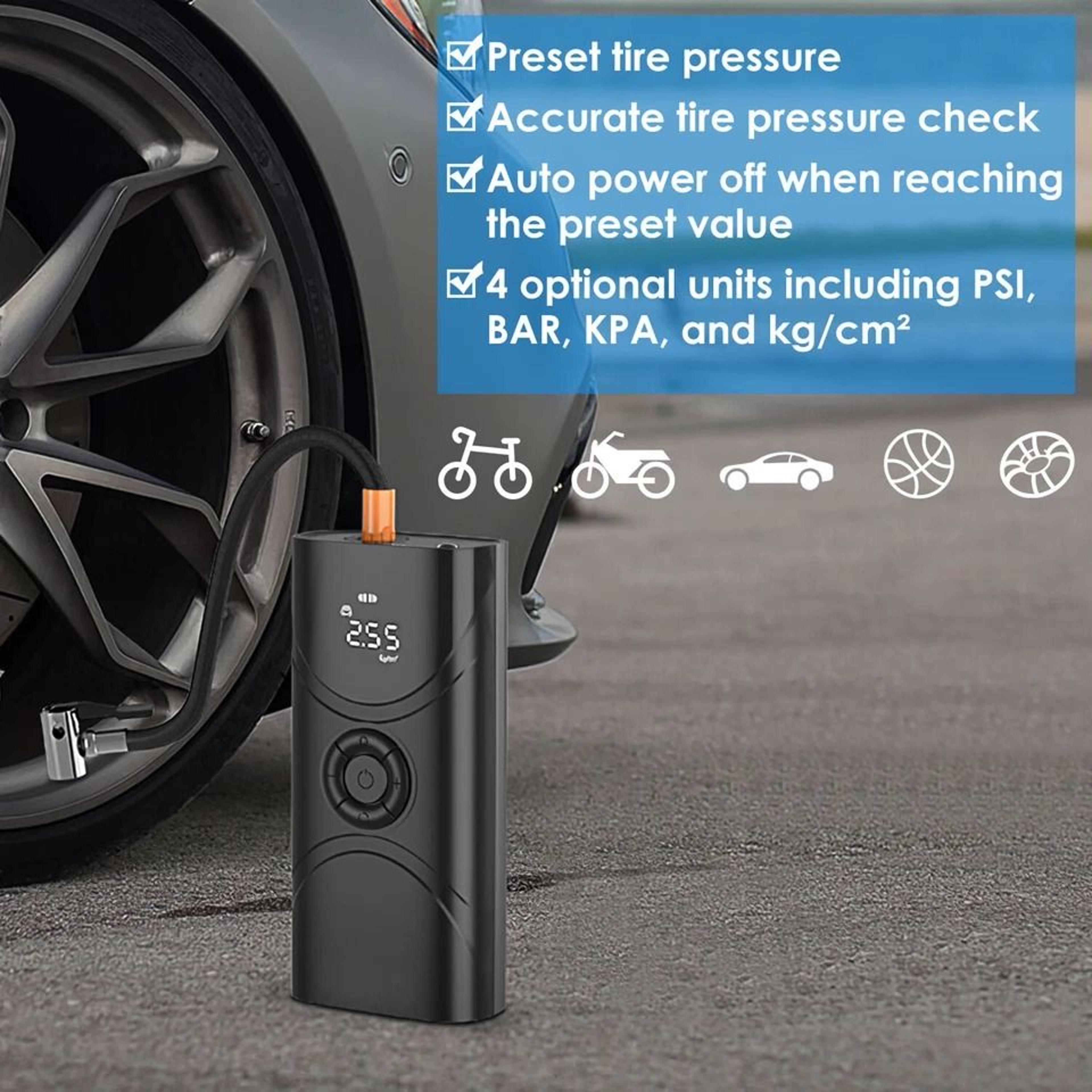 Wireless Car Tire Inflator Portable Air Compressor Pump Electric Tire Inflator For Fast Inflation 3