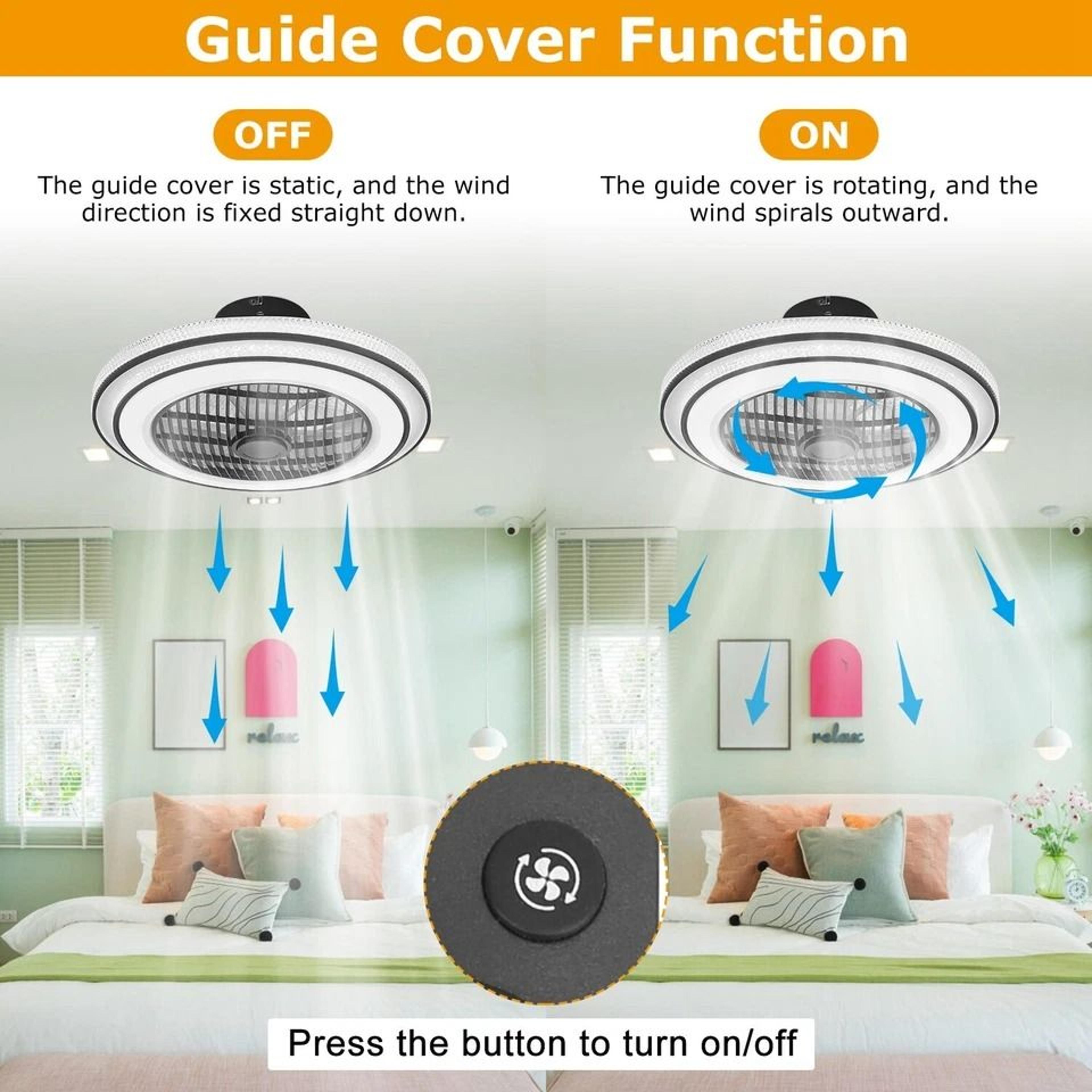 LED Ceiling Fan Lamp Modern Pendant Light With Remote Control Adjustable Speed Dimmable Light 10