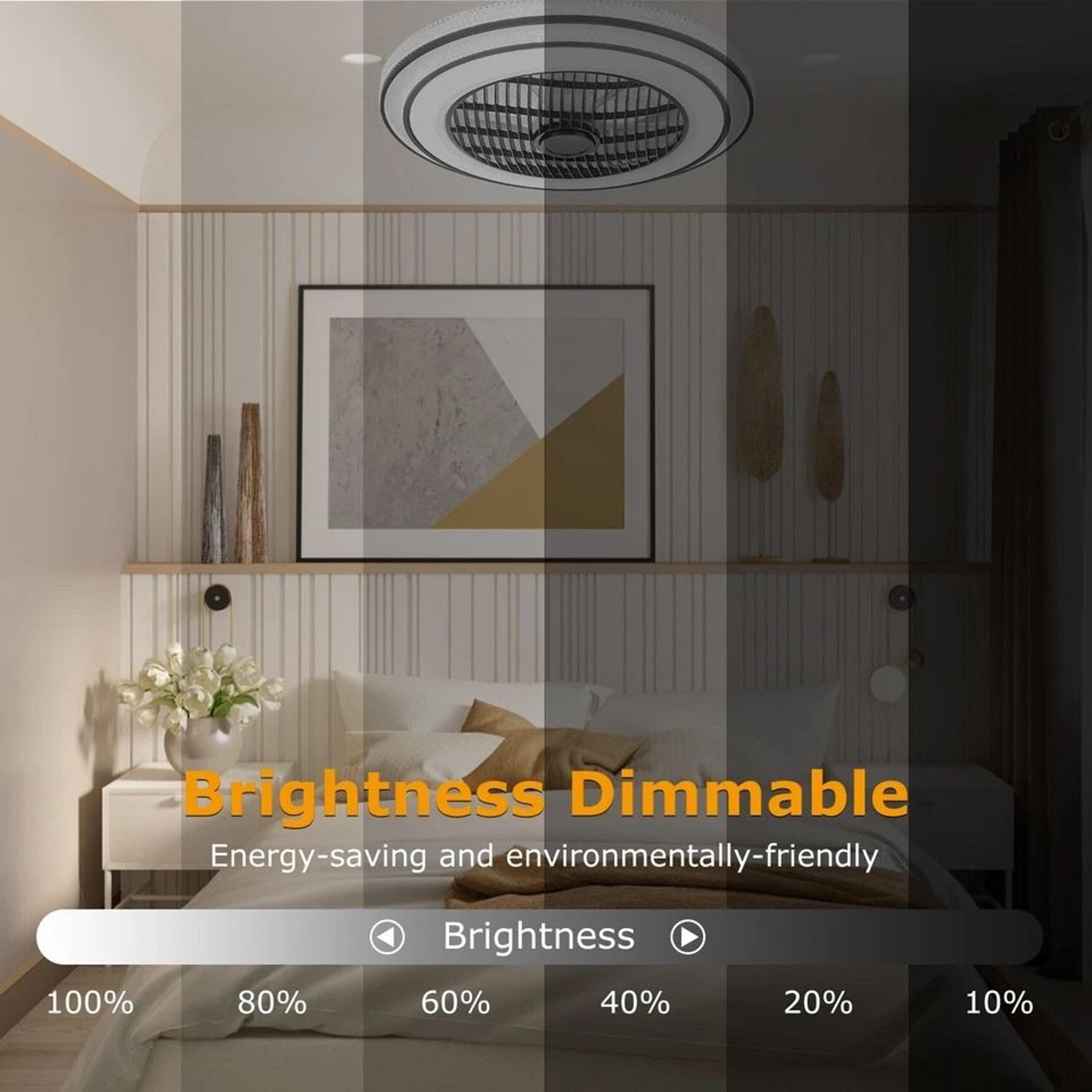 LED Ceiling Fan Lamp Modern Pendant Light With Remote Control Adjustable Speed Dimmable Light 4