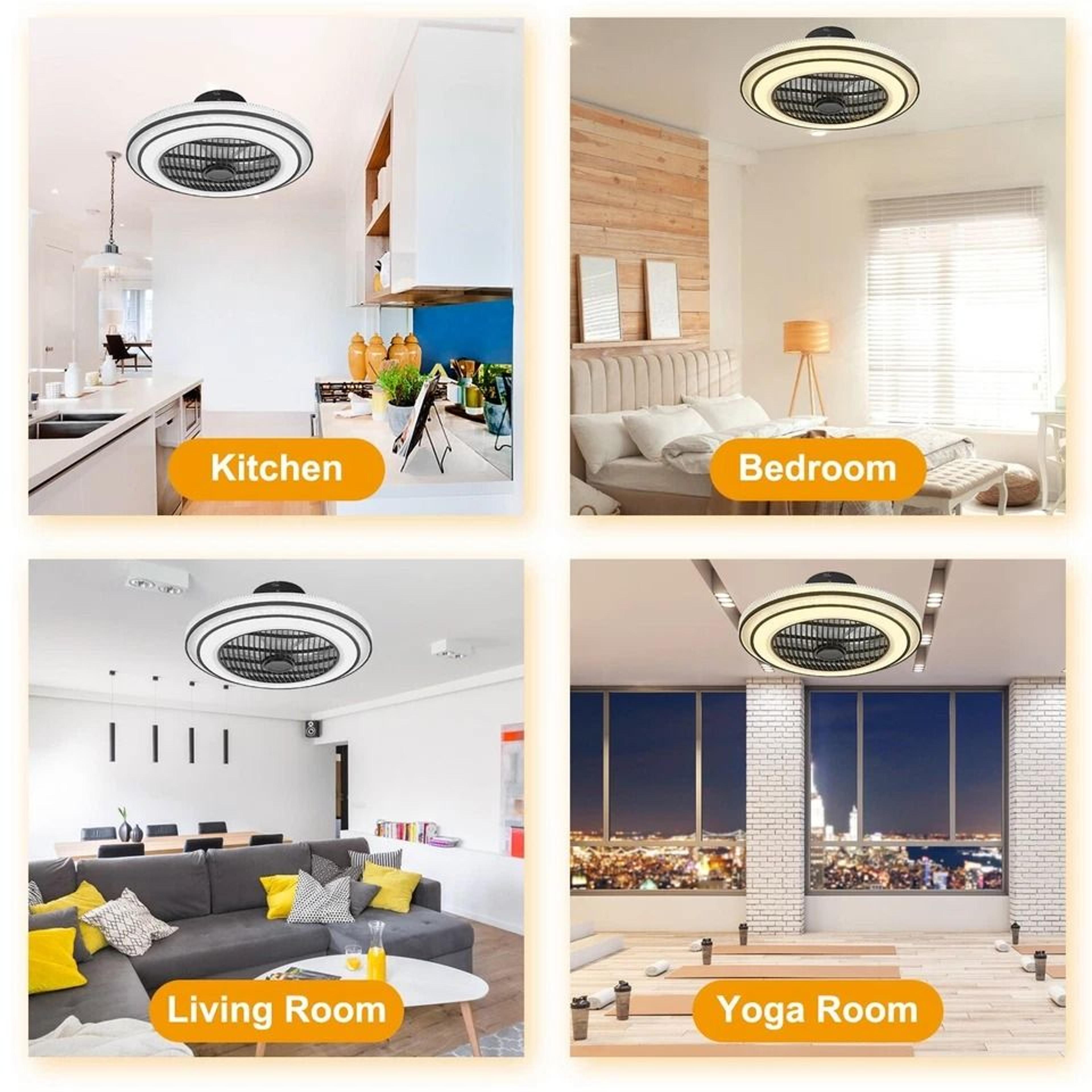 LED Ceiling Fan Lamp Modern Pendant Light With Remote Control Adjustable Speed Dimmable Light 8