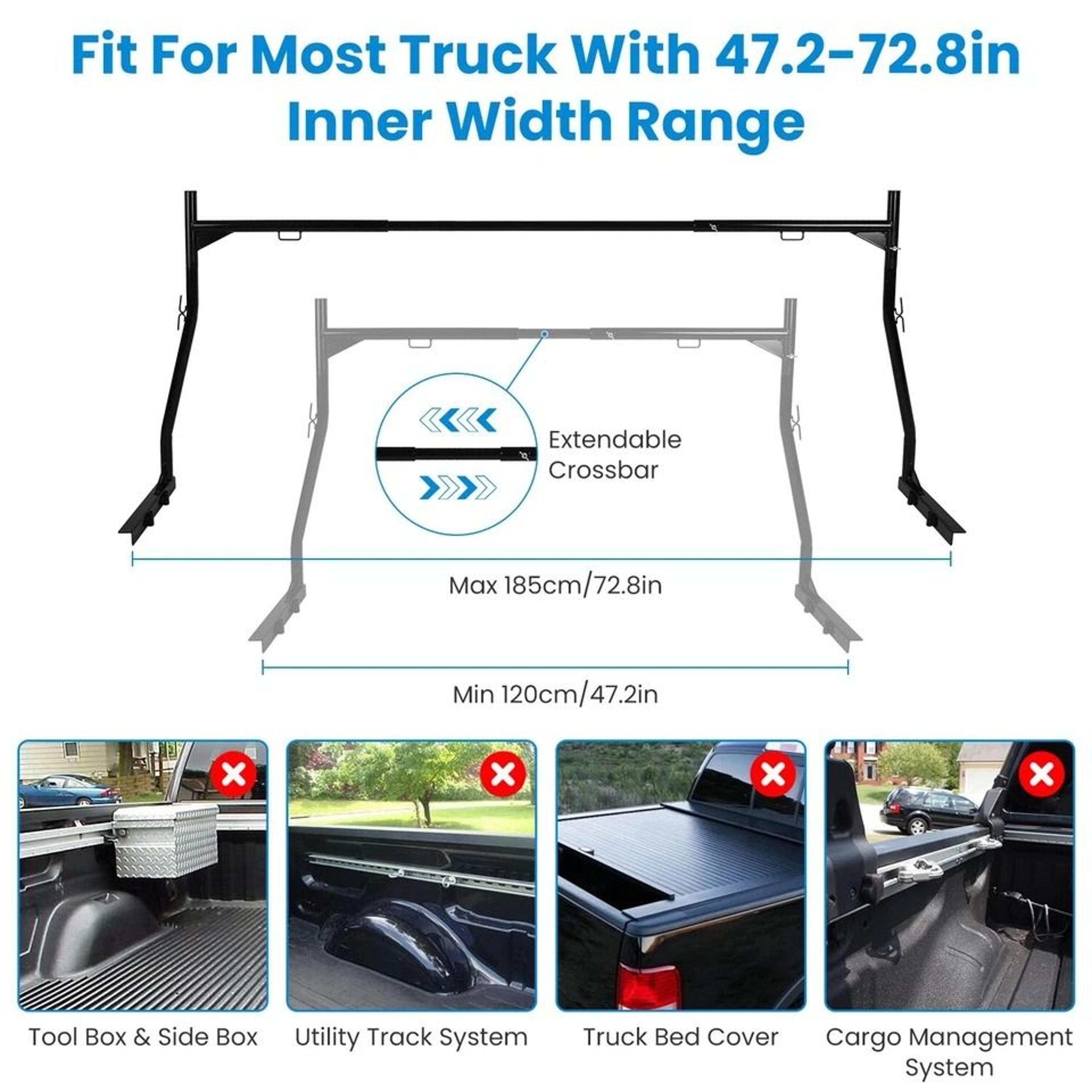 Ladder Rack Heavy Duty Truck Rack Adjustable Pickup Truck Bed Utility Rack No Drill J Bolts 6