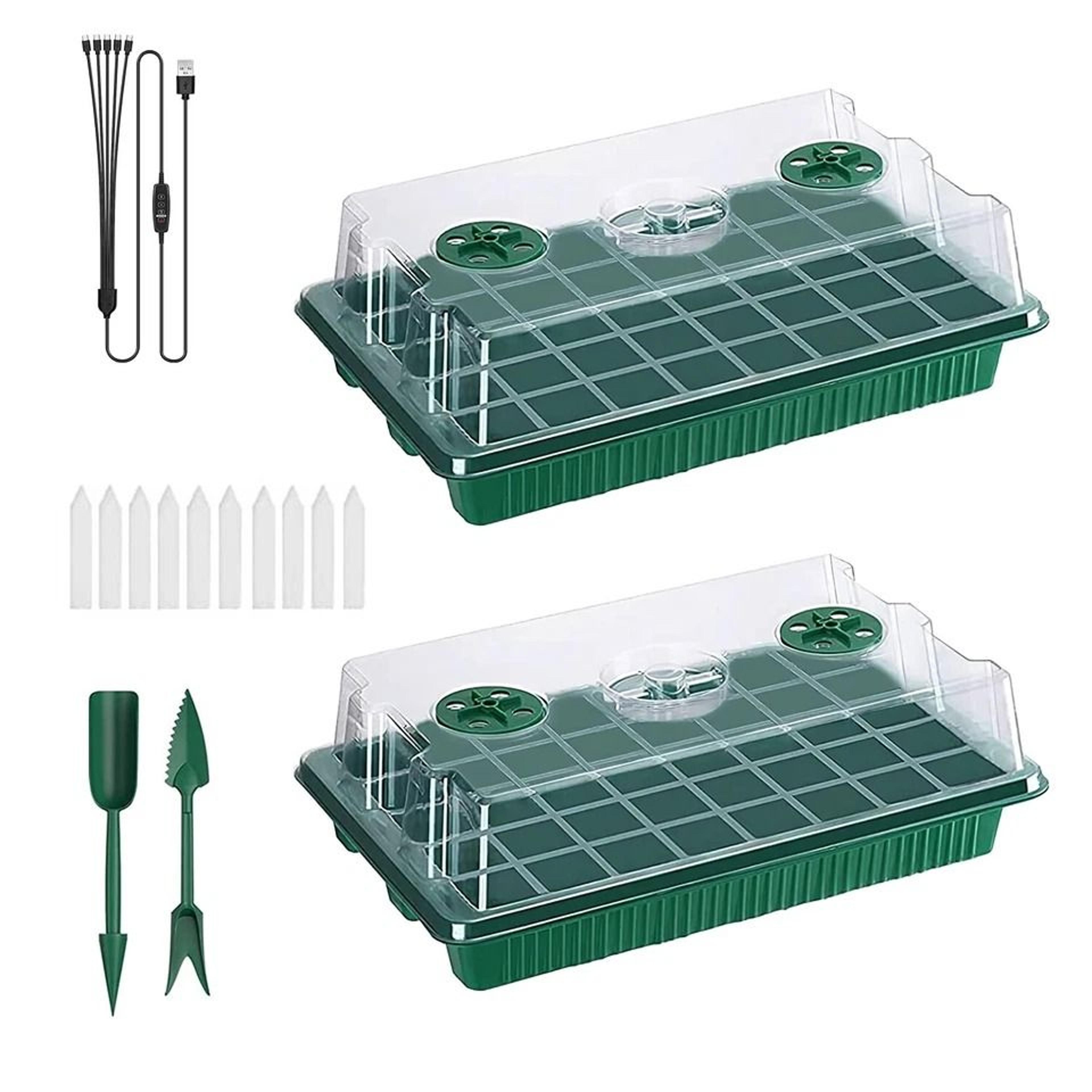 Seedling Seed Starter Tray Kit WGrow Light Cells Plant Greenhouse Dome Easy Indoor Garden Setup 10