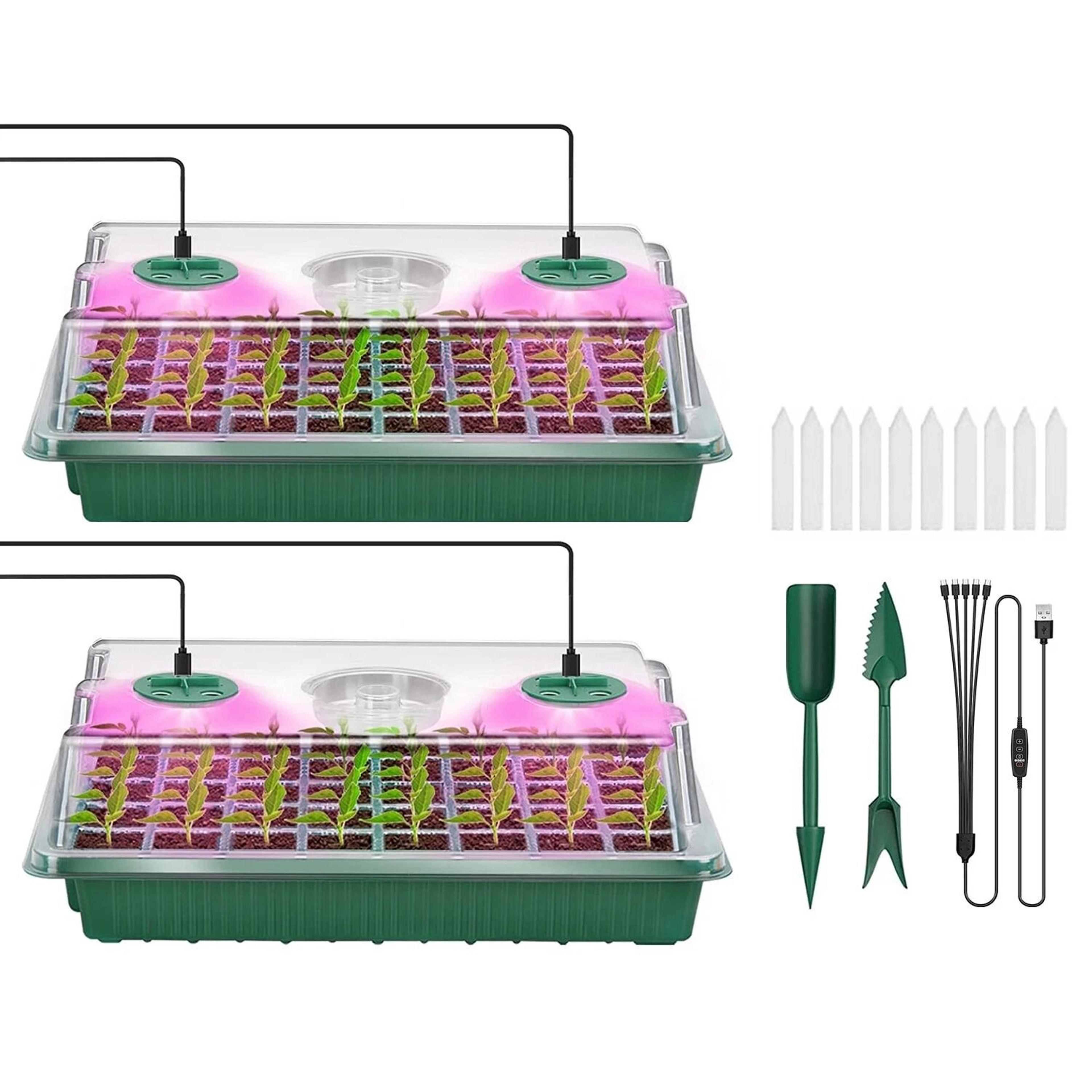 Seedling Seed Starter Tray Kit WGrow Light Cells Plant Greenhouse Dome Easy Indoor Garden Setup 11