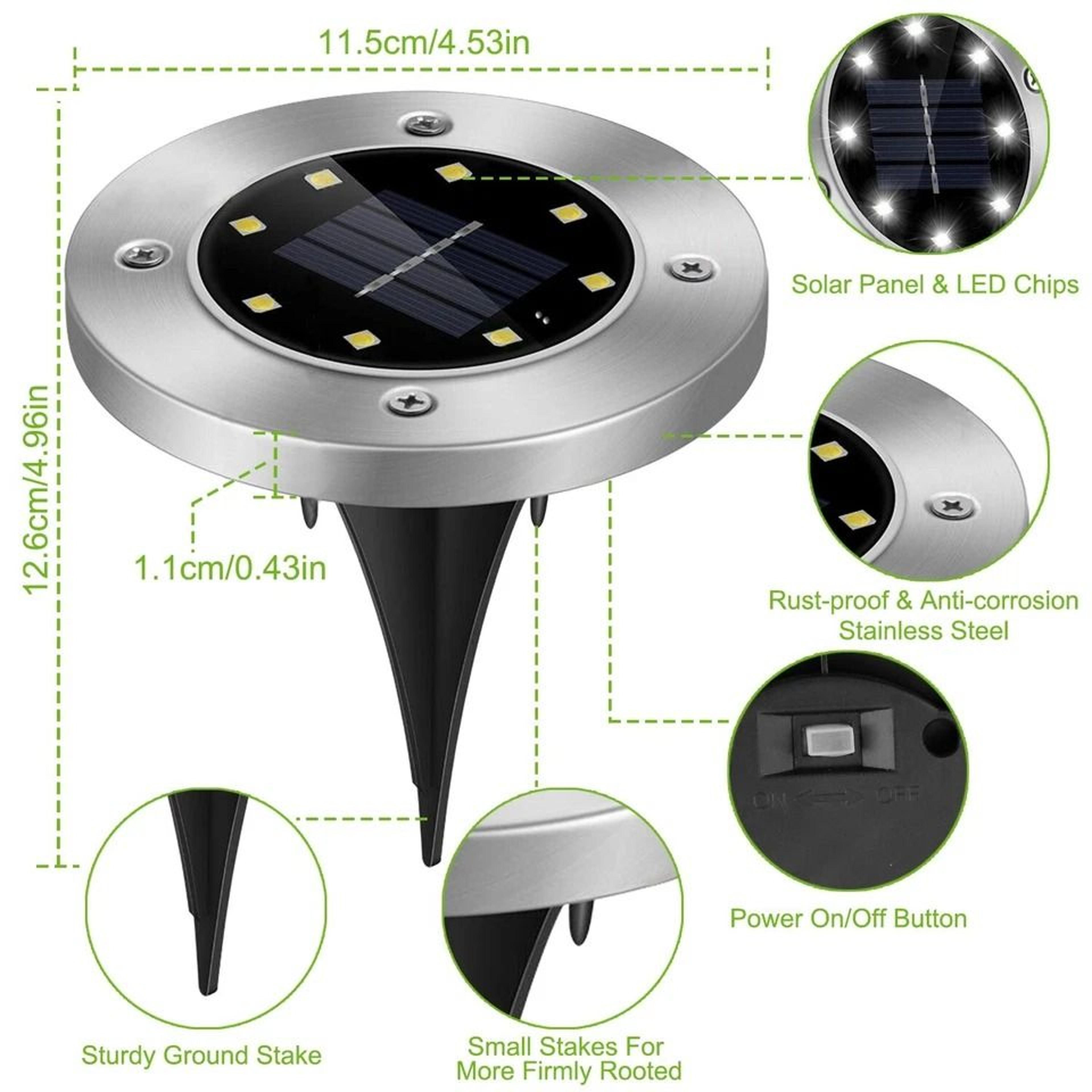Solar Powered Ground Lights LED Solar Disk Lights Waterproof Outdoor Pathway Lamps For Garden Decor 5
