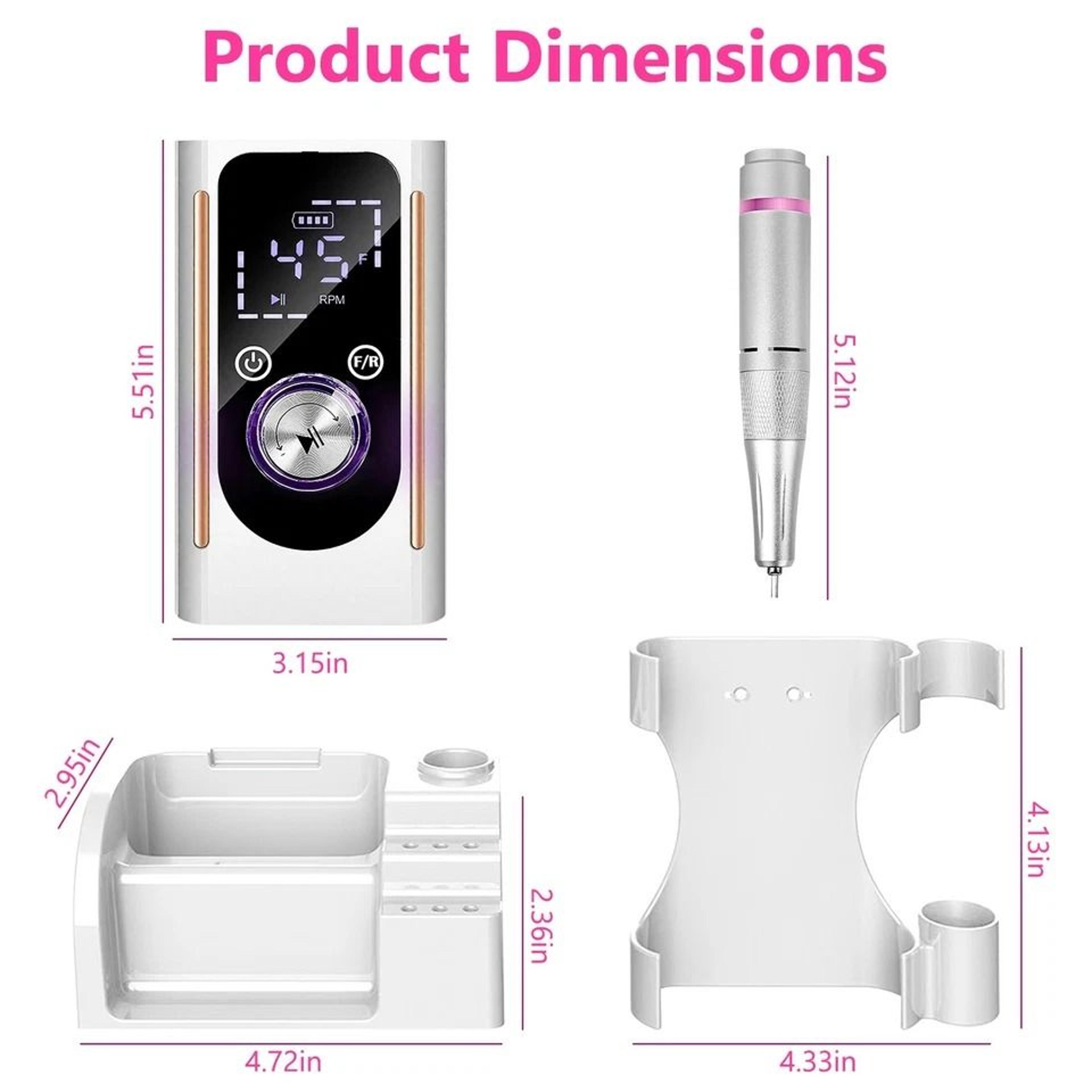 HighSpeed Electric Nail Drill RPM Bits Nail Drill Machine With Waist Clip 13