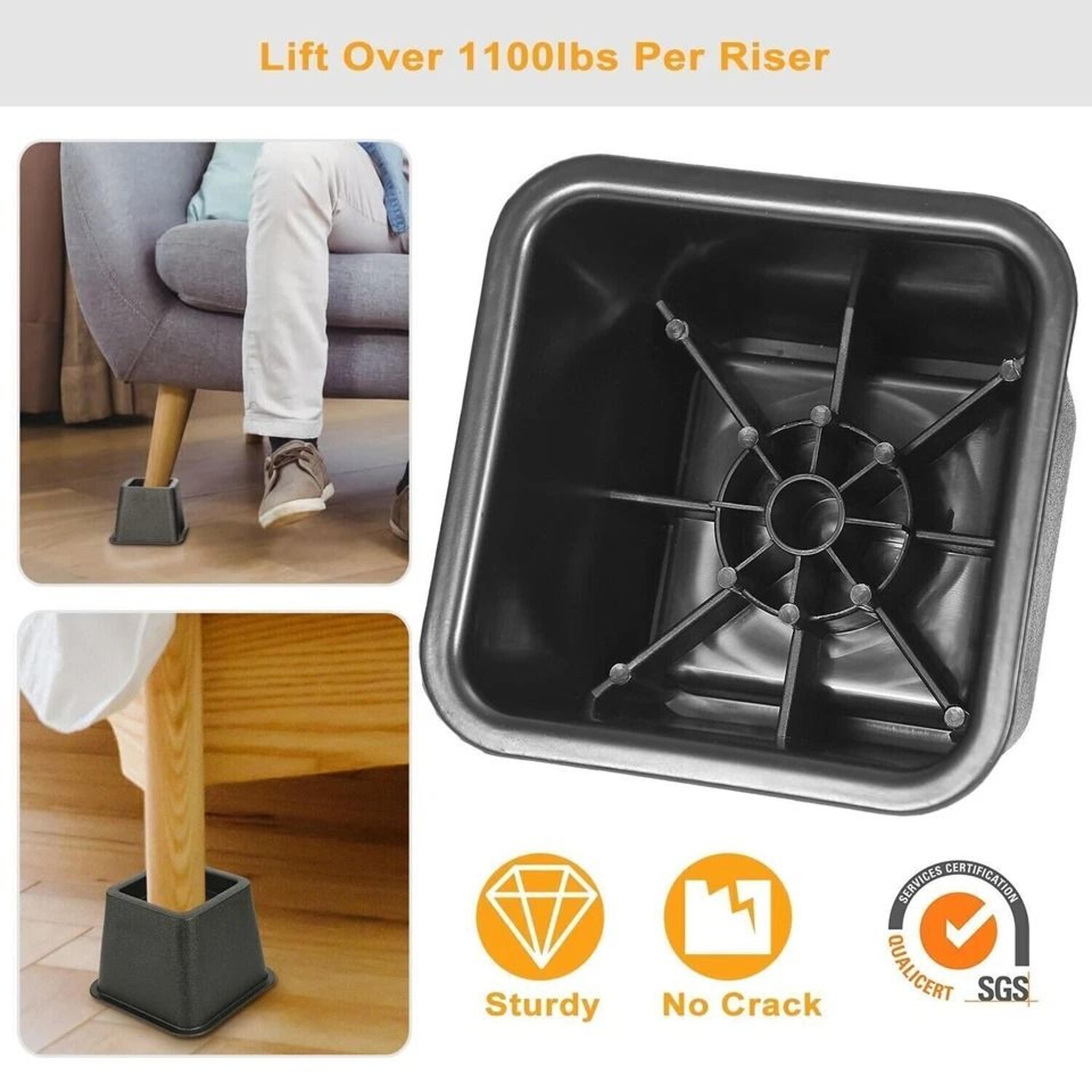 Stackable Lifter Set Adjustable Furniture Risers Bed Sofa Chair Height Boosters Durable  Stable 5