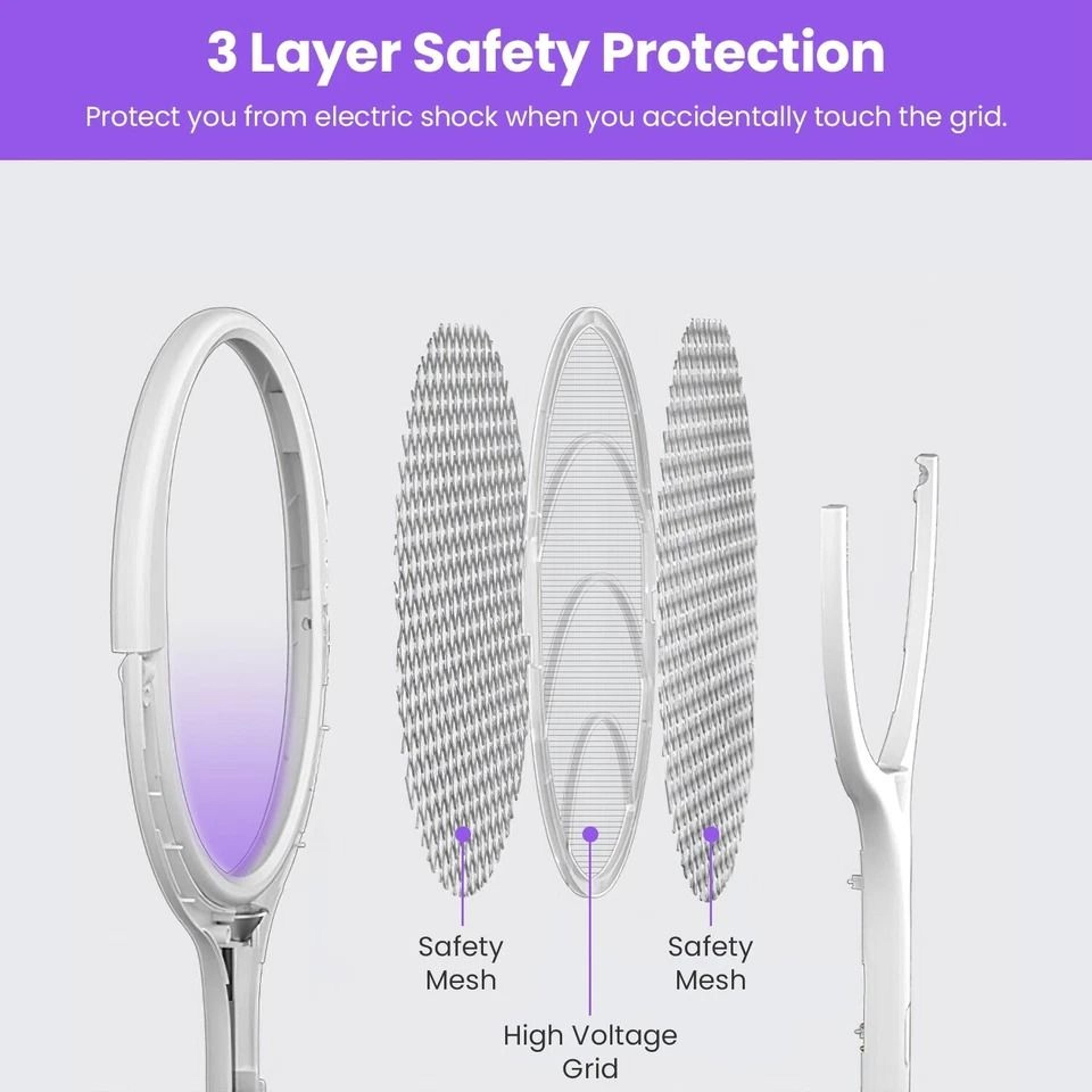 Bug Zapper Mosquito Swatter Rotating Electric Bug Racket Safe Rechargeable Electric Zapper For Mosq 9