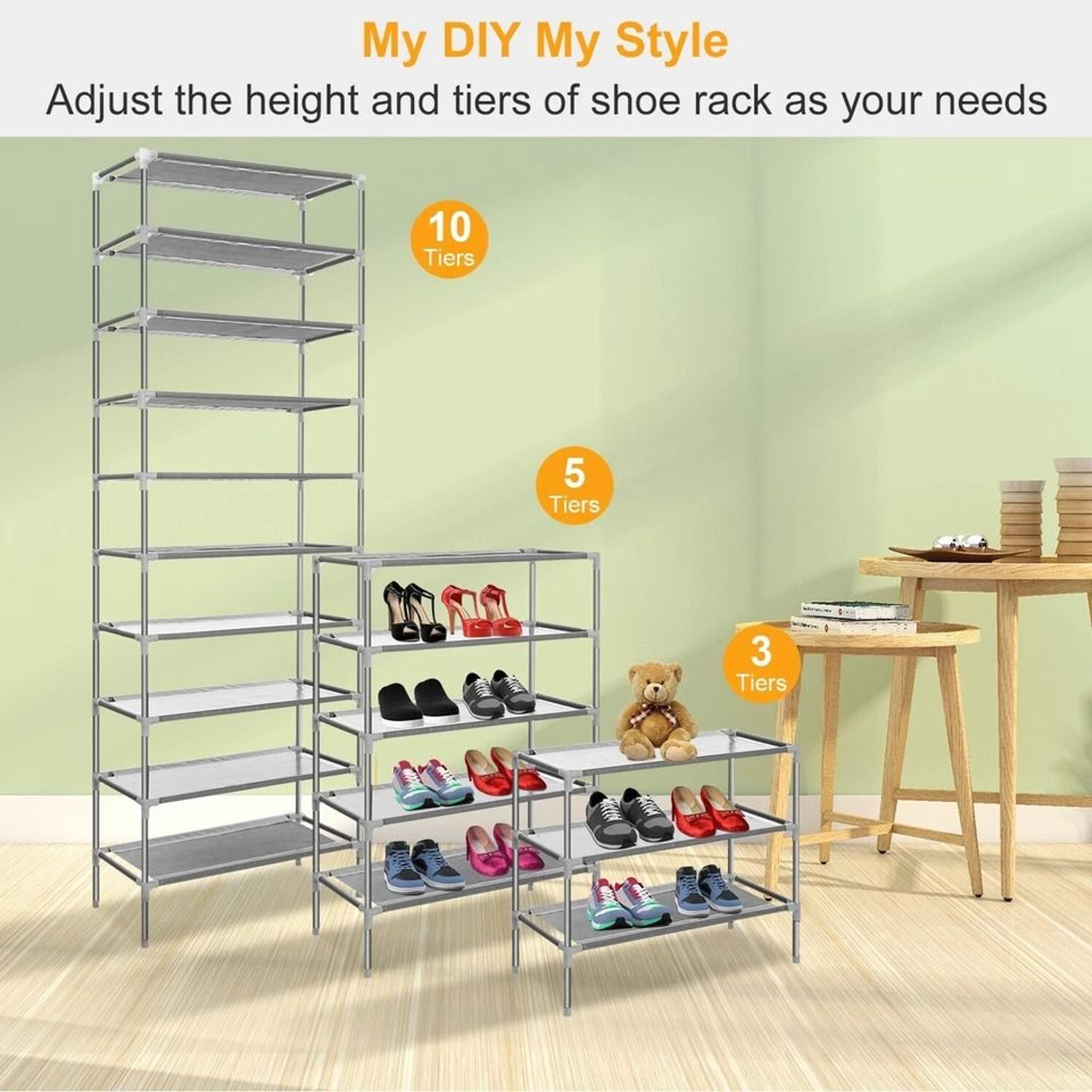 Shoe Shelf OrganizerTier Storage Rack For Entryway Closet Mudroom Adjustable Shoe Holder With Detac 7