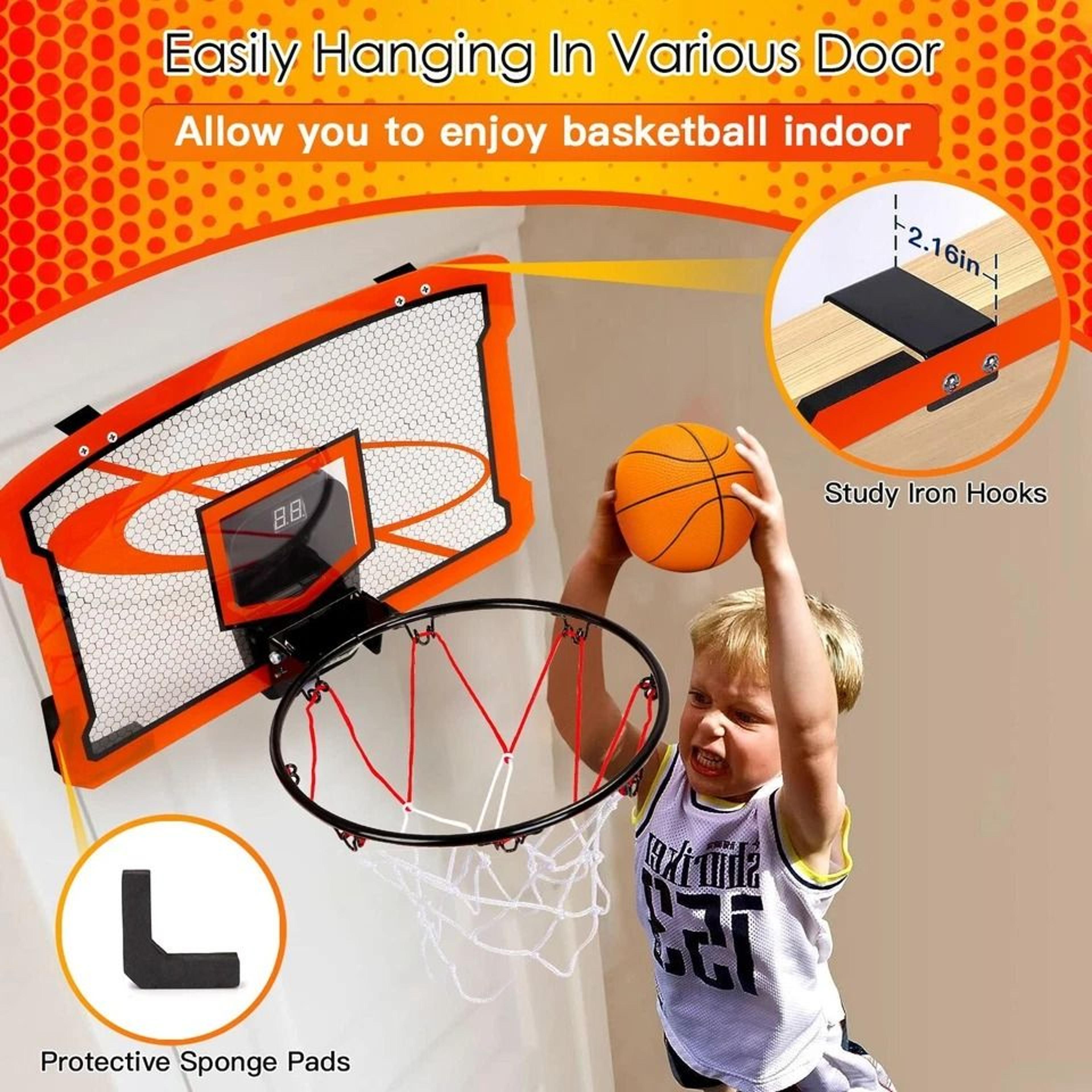 Over Door Basketball Hoop Set Kids Basketball Toy Electric Scorer Balls Indoor Game For Kids  Famil 9