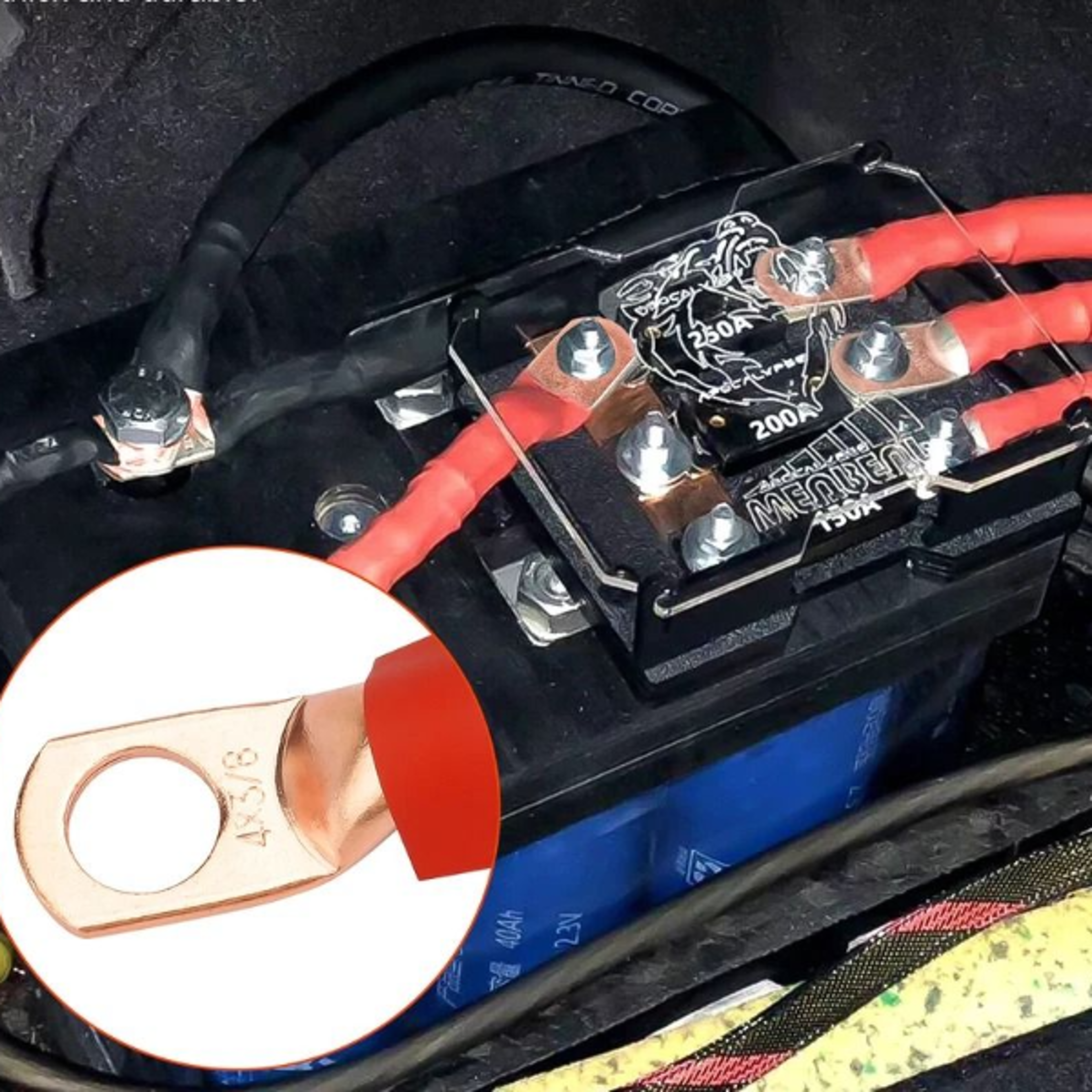 copper lugs black & red heat shrink end ring terminals, crimp-type connectors for electrical wiring, solar