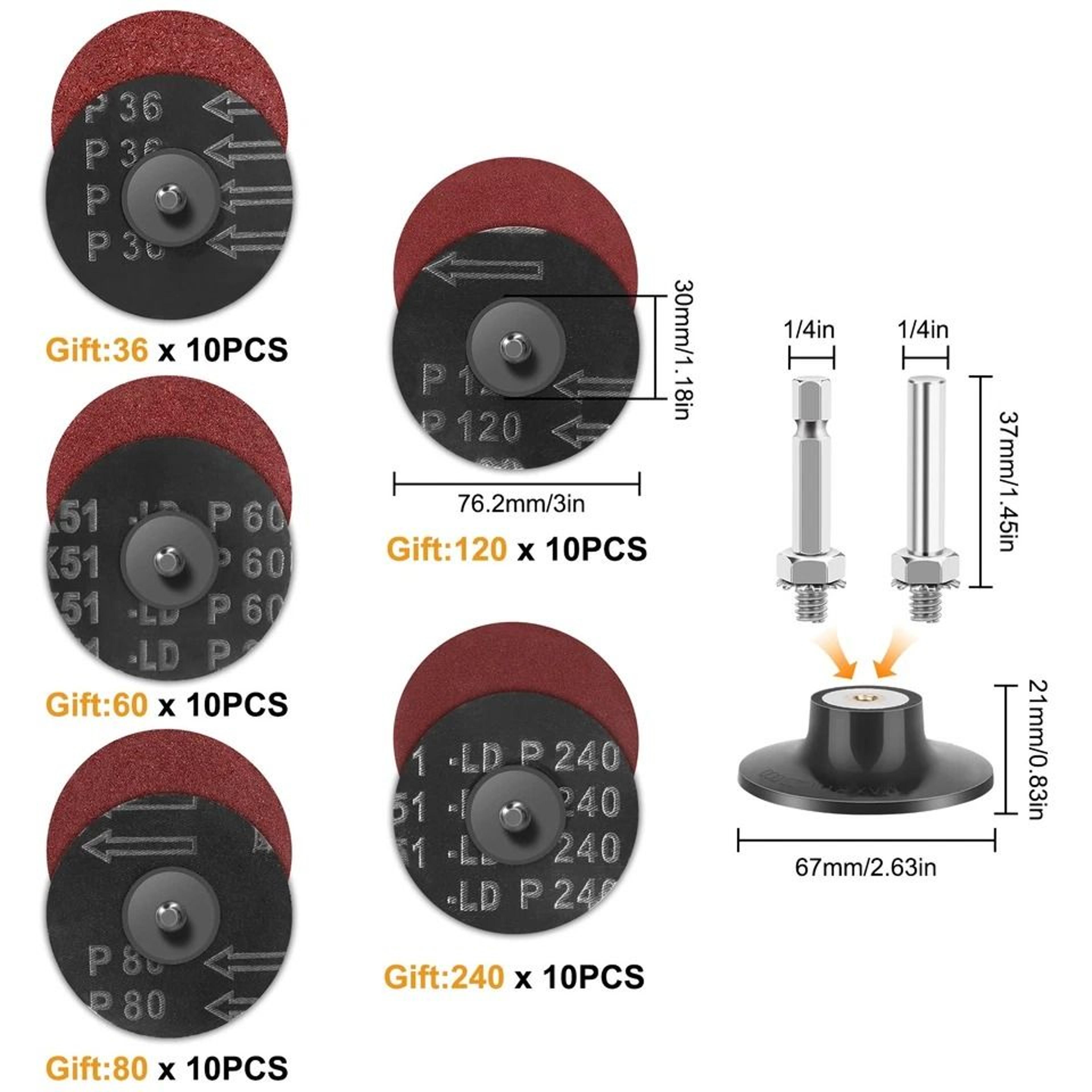 Zirconia Sanding Disc Set Roll Lock Quick Change Shank For Precision Grinding 6