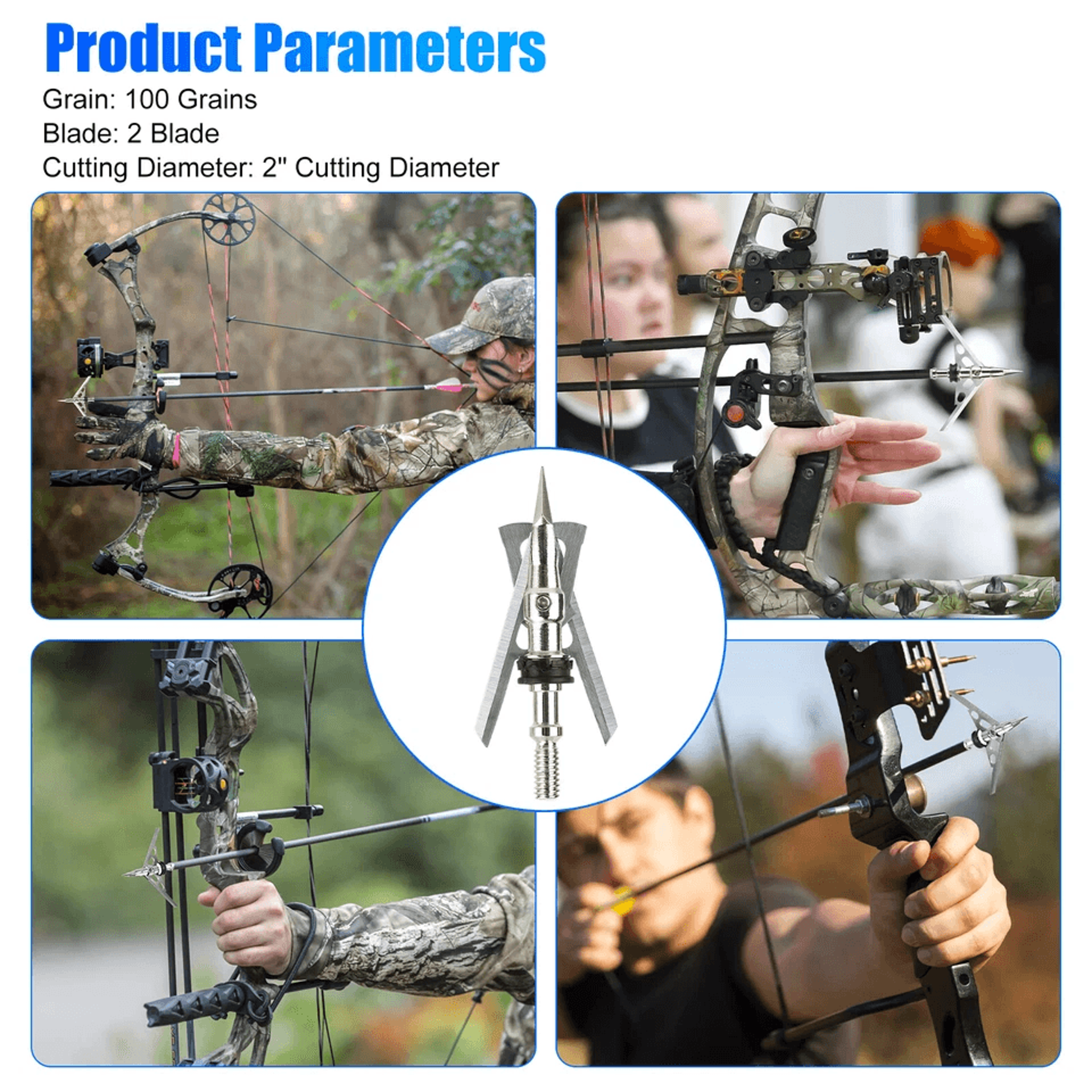 Grain Archery Expandable Broadheads Cutting Diameter 24Pcs Stainless Steel Arrowhead Blade For Hunt 1