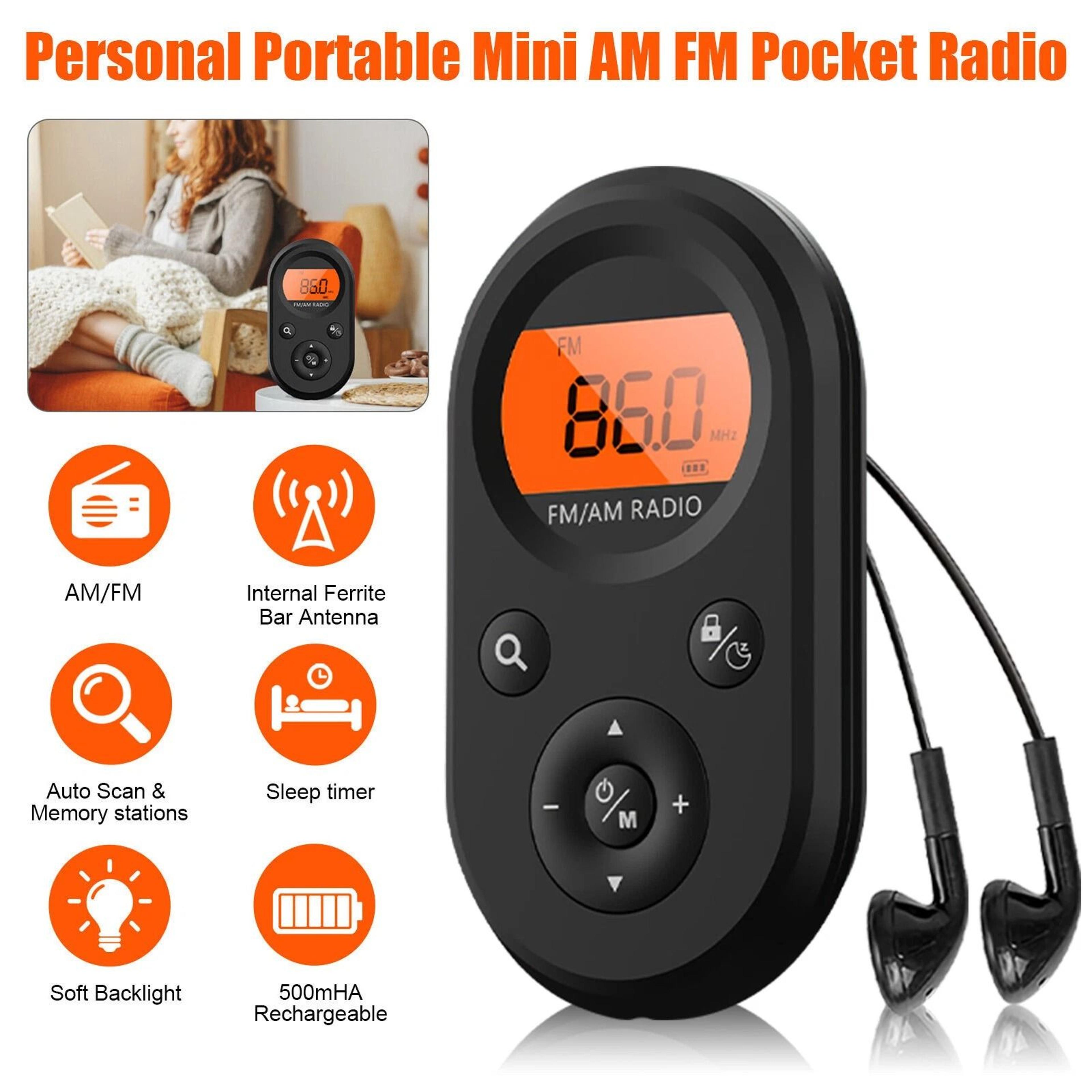 Pocket AMFM Radio Rechargeable Digital Stereo Music Receiver With LCD Display  Headphones 1