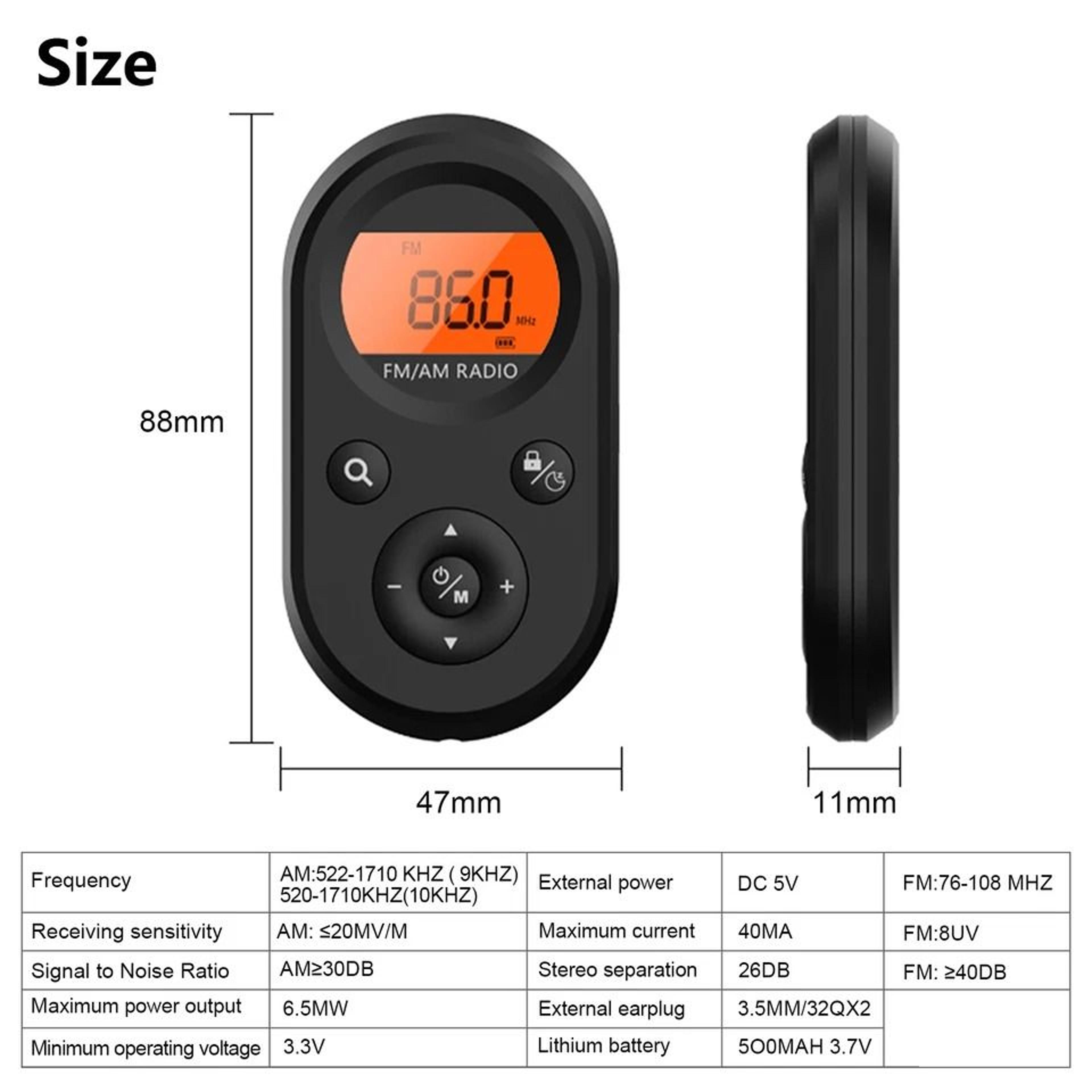 Pocket AMFM Radio Rechargeable Digital Stereo Music Receiver With LCD Display  Headphones 2