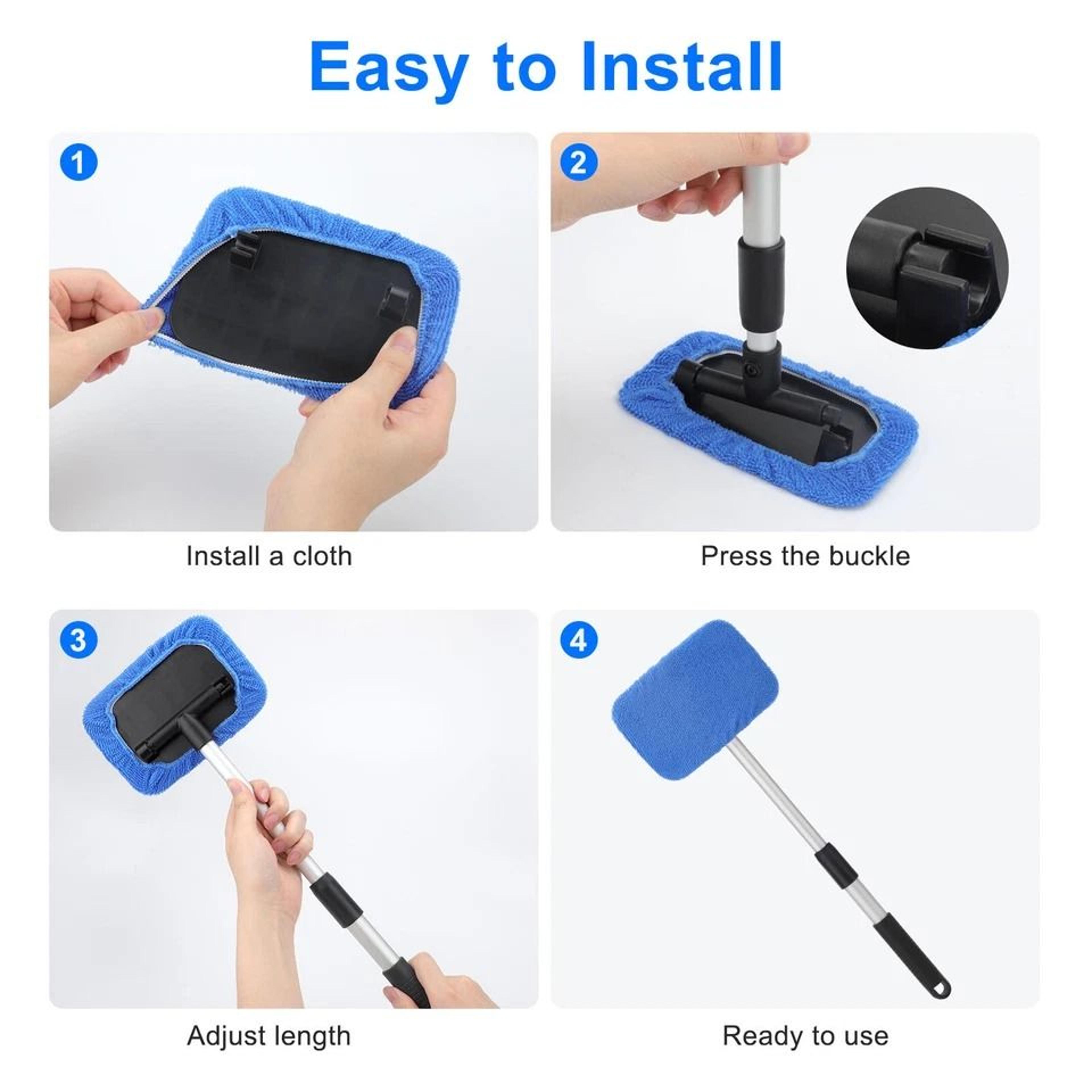 Extendable Windshield Cleaner Kit Microfiber Car Glass Cleaner Wiper  Interior Detailing Kit For Au 3