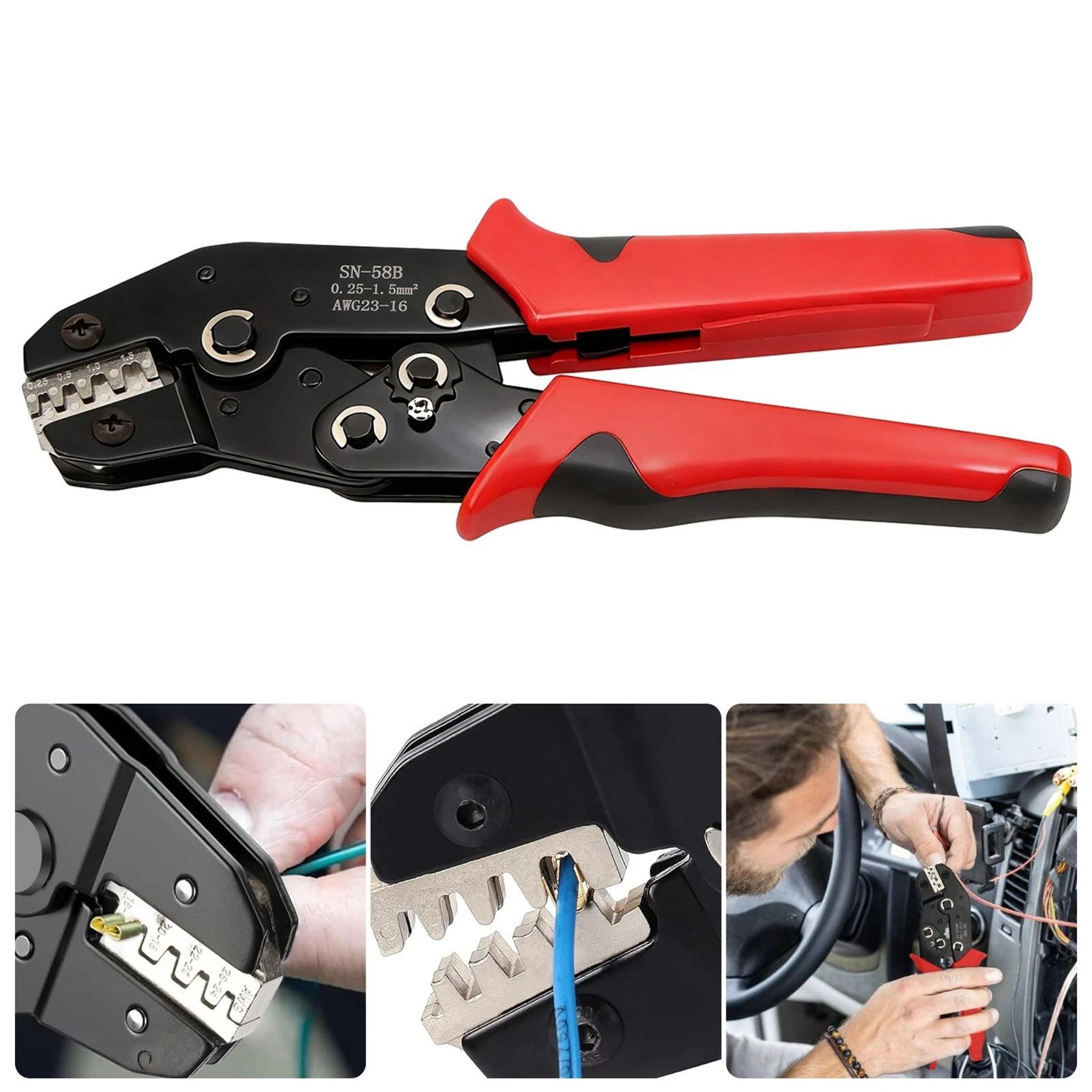heavy-duty ratchet wire crimping tool, non-insulated electrical connectors, durable crimping tool