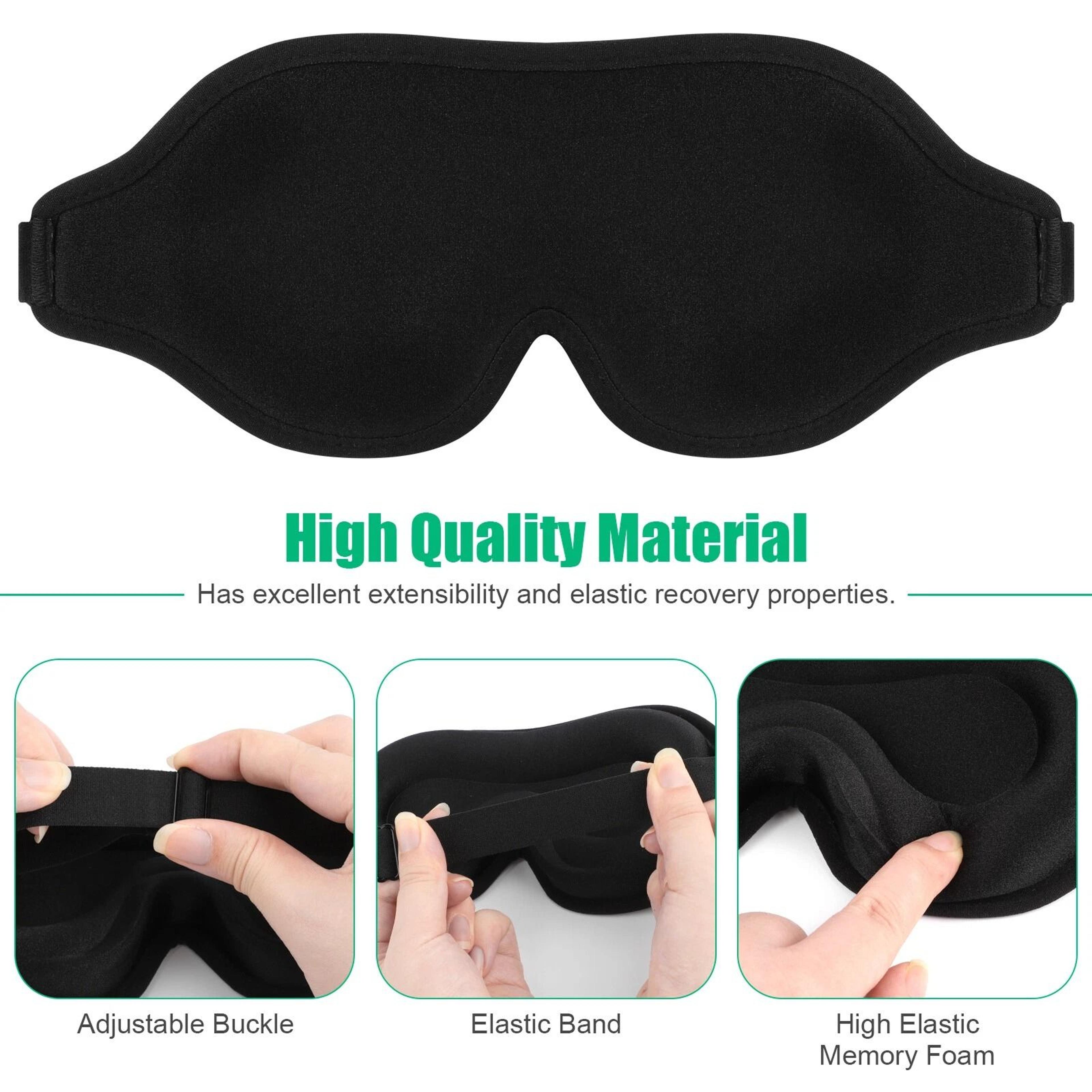 Blackout Sleep Mask Soft Silk Travel Eye Cover Memory Foam Padded Shade Adjustable For Relaxation 7