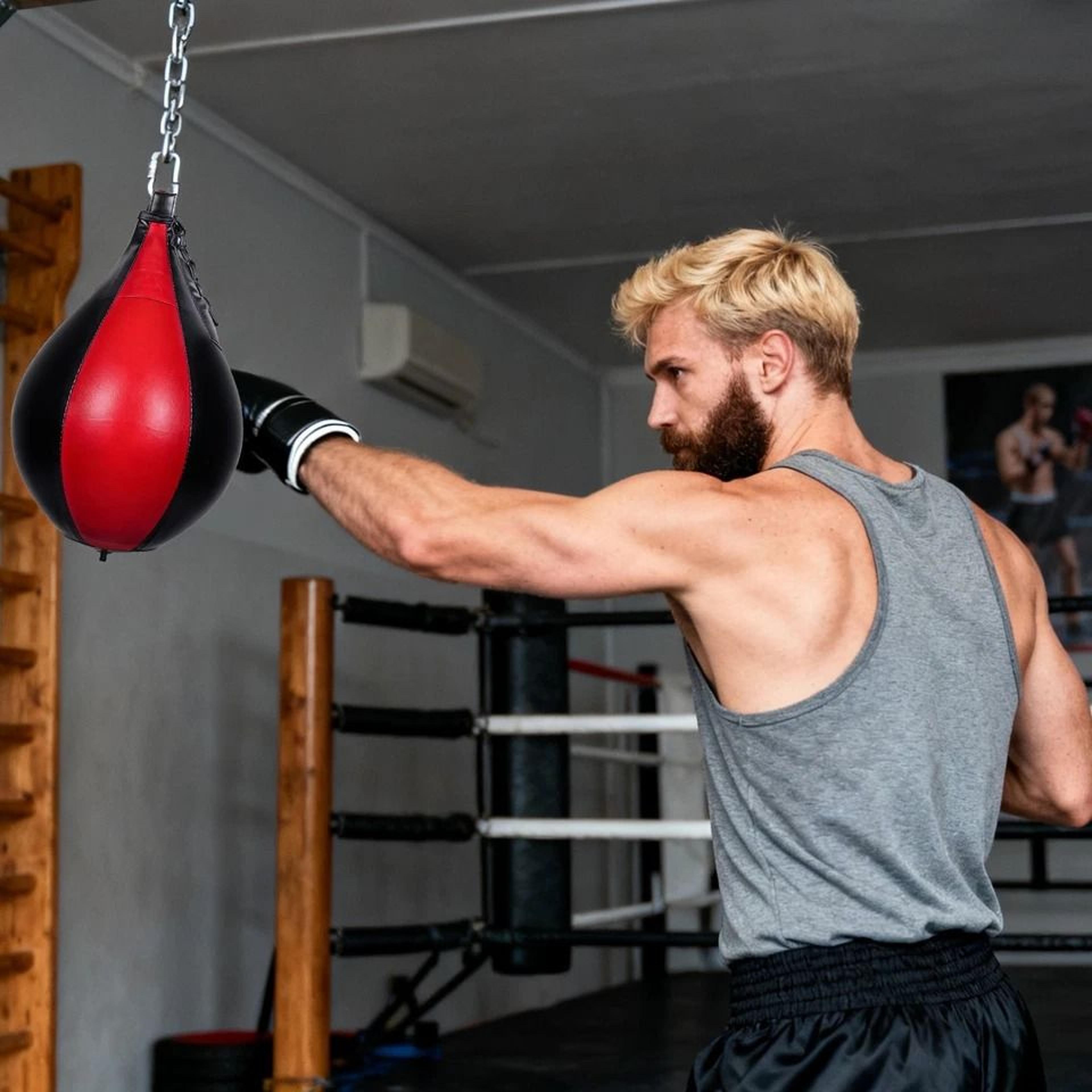 pu leather boxing speed ball, heavy-duty hanging punch bag for kickboxing, mma, reflex training & gym use