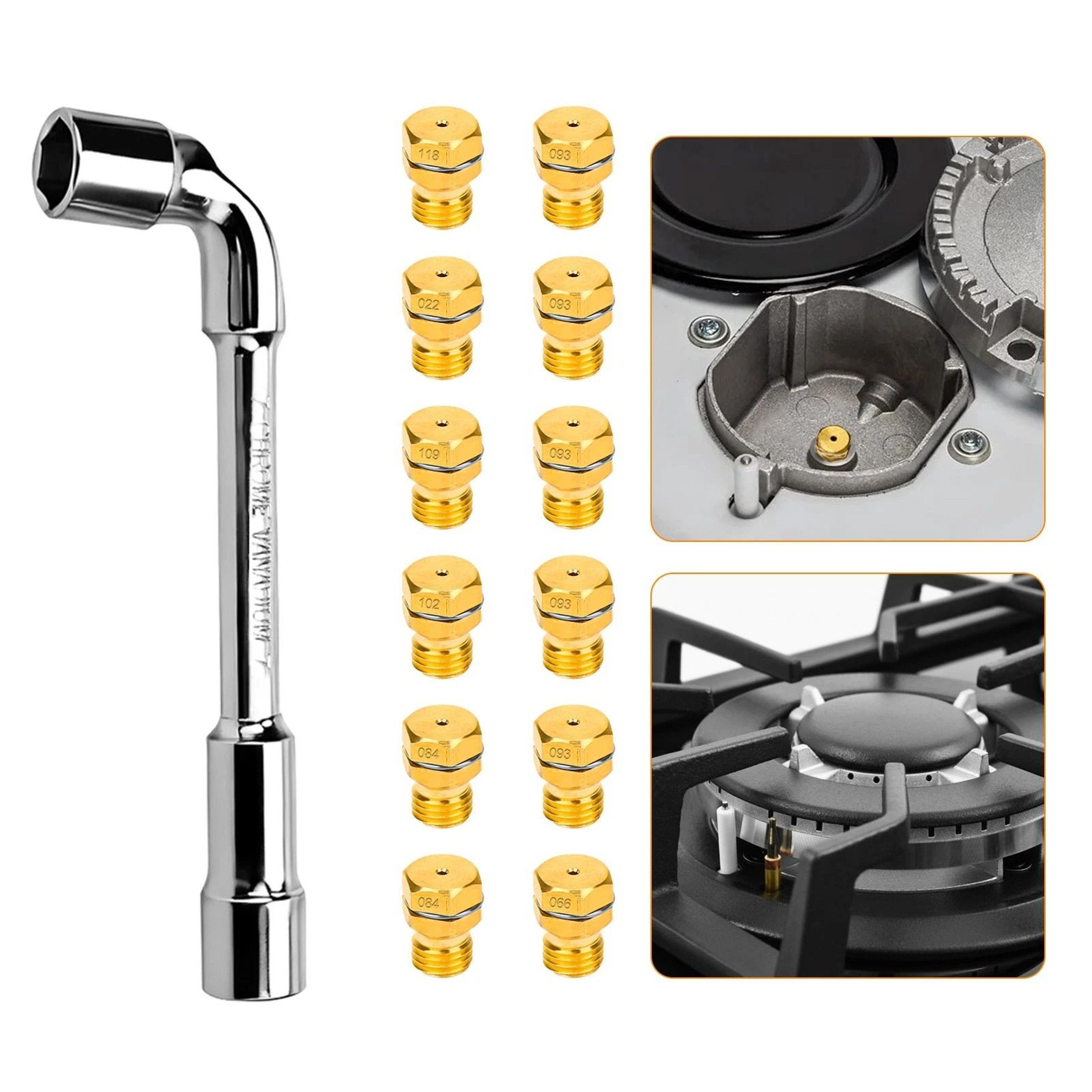 brass lp gas conversion kit, includes orifices & wrench for frigidaire, kenmore stoves, easy installation