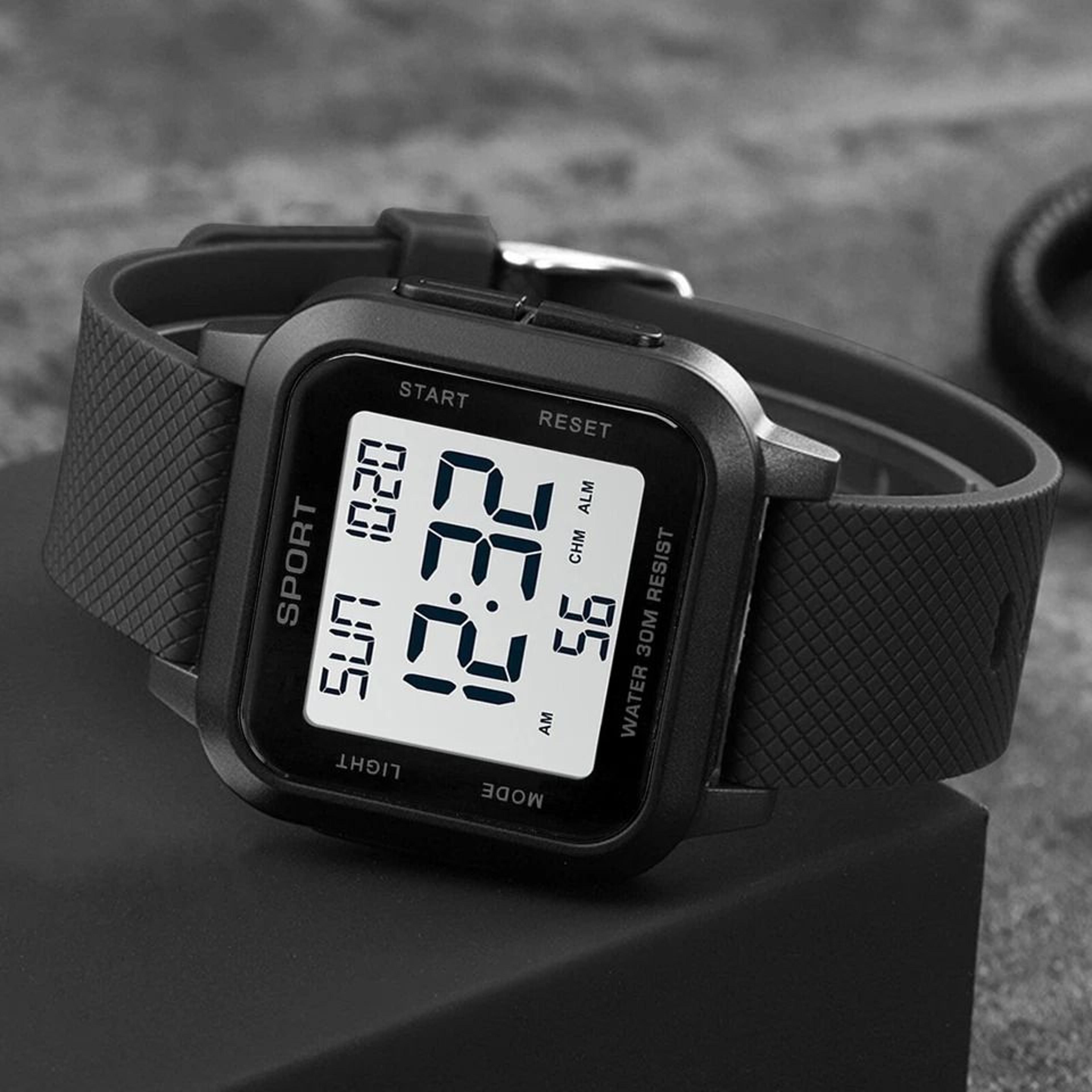 waterproof men's sports watch, multifunctional digital led wristwatch, water-resistant, chronograph, alarm