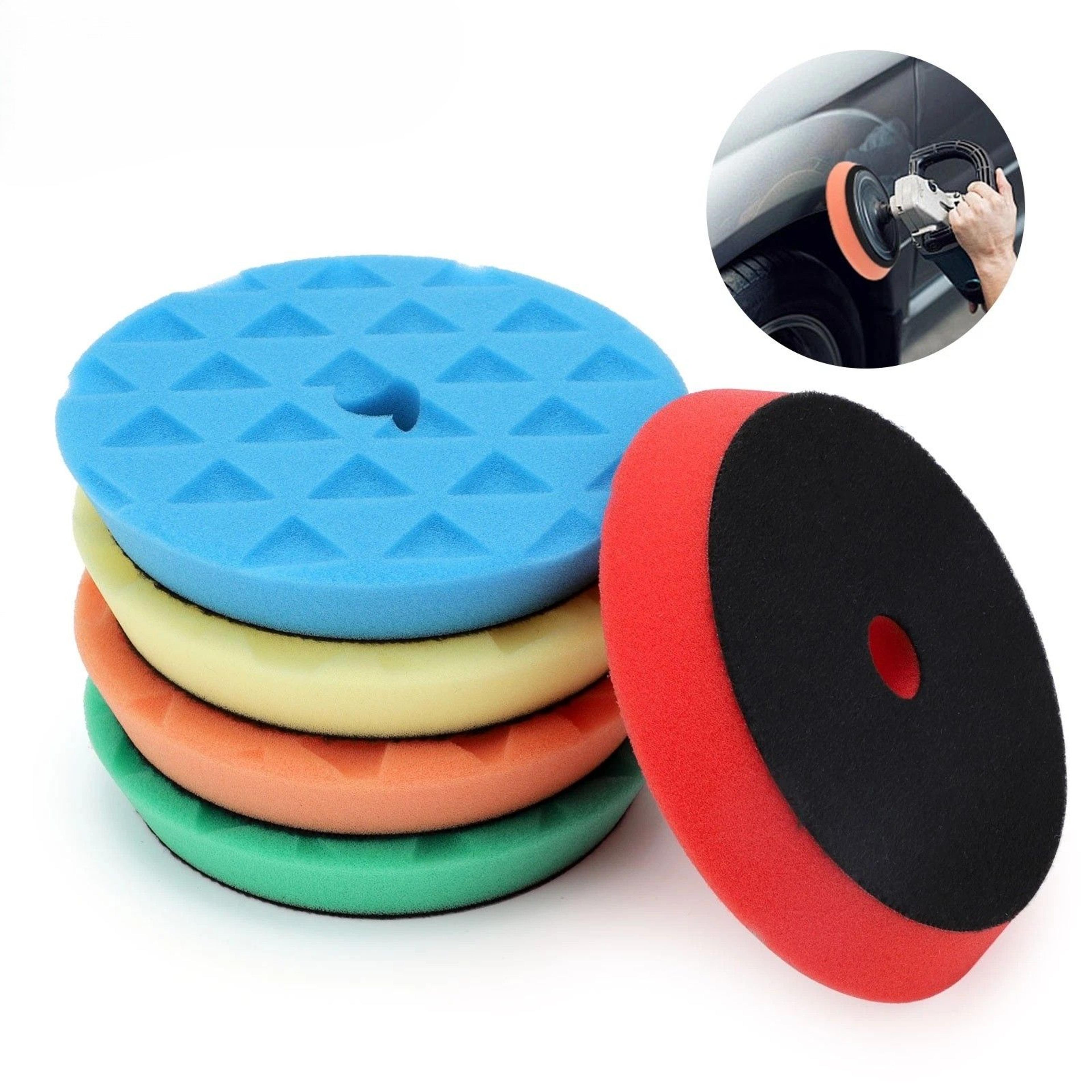premium polisher pads buffring, disc-shaped sponge set for car polishing & waxinge, reusable