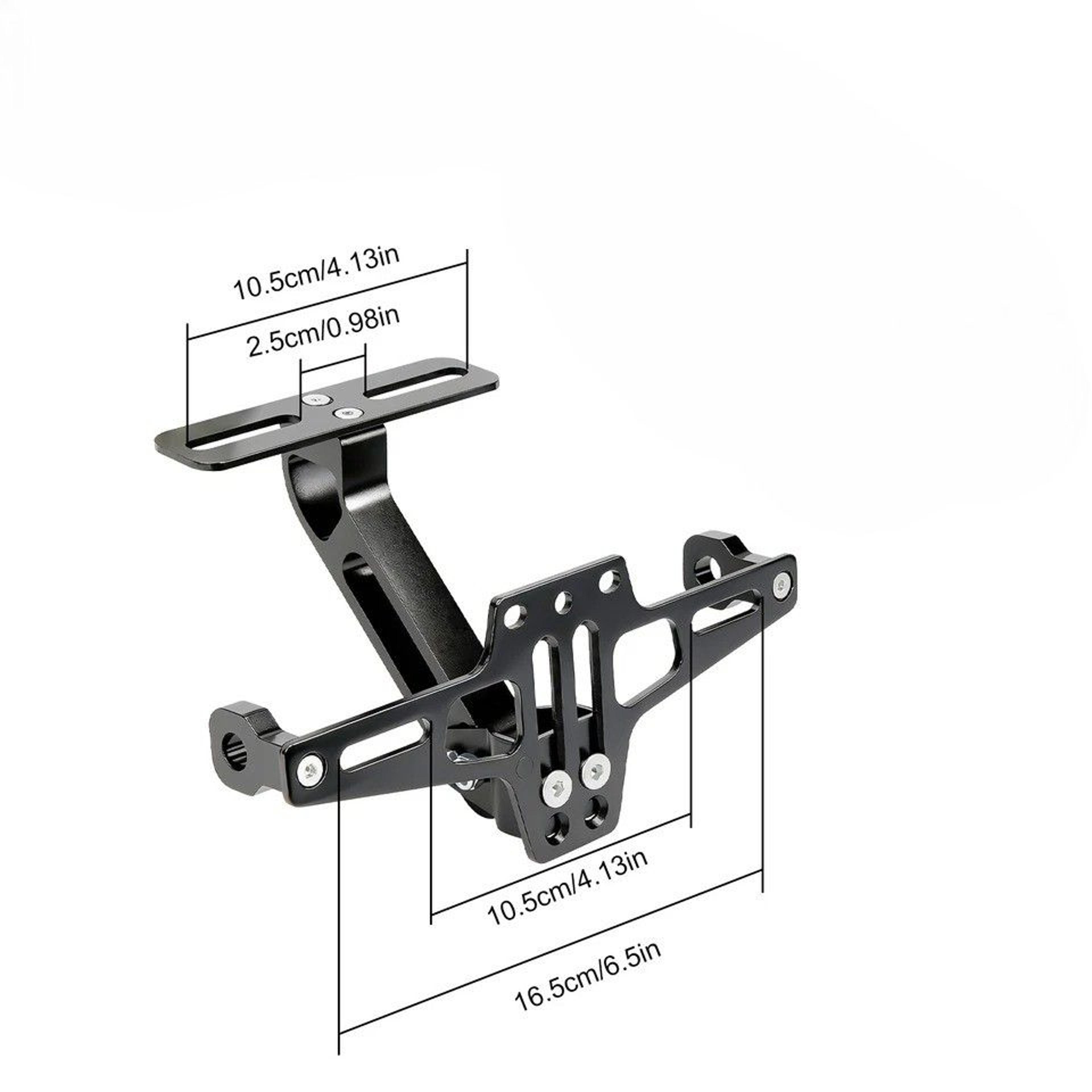 Polished Black Universal Adjustable Motorcycle License Plate Rear Mount Bracket Sturdy Alloy Constr 6