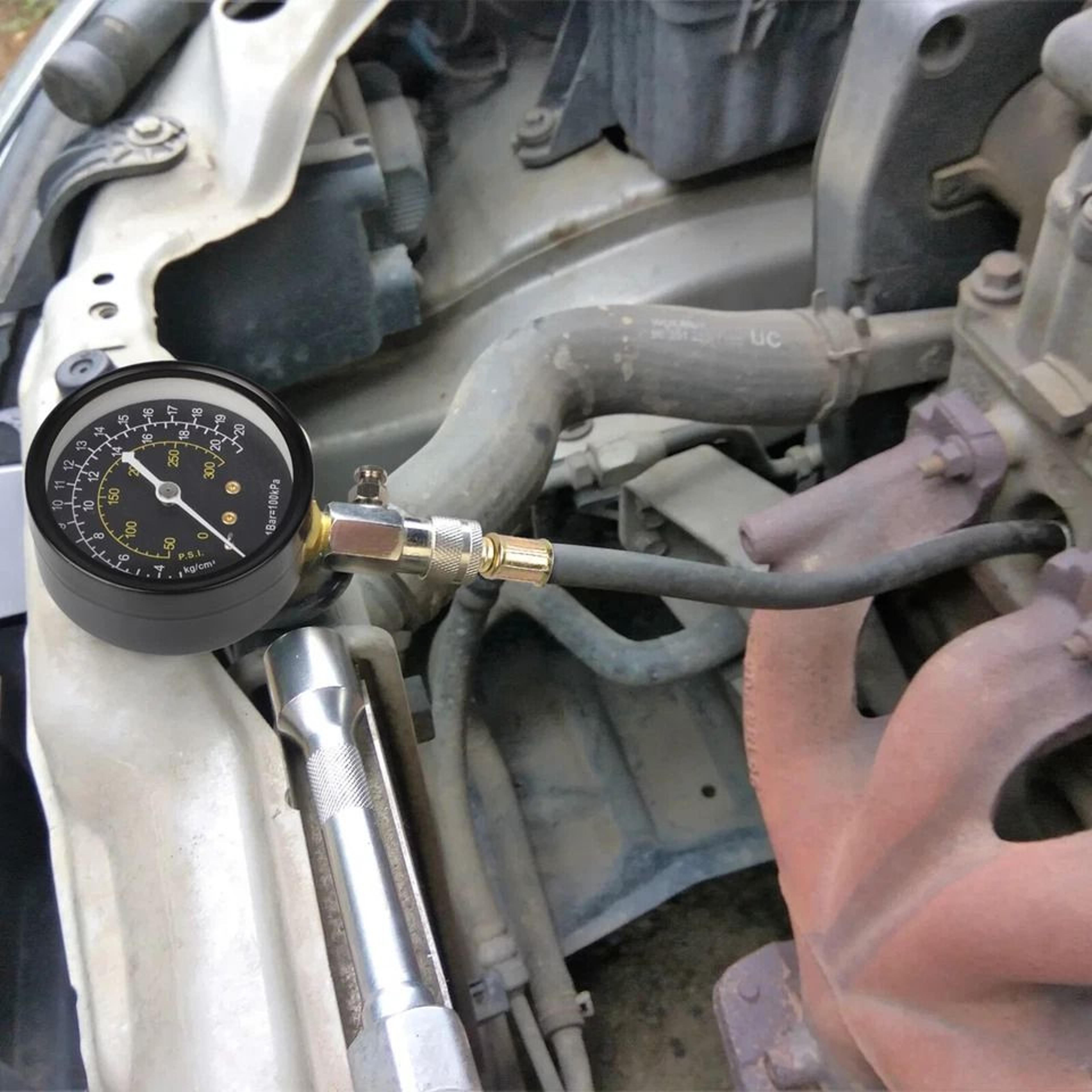 compression testing gauge, engine compression tester kit with hose, bar, for automotive & small engines
