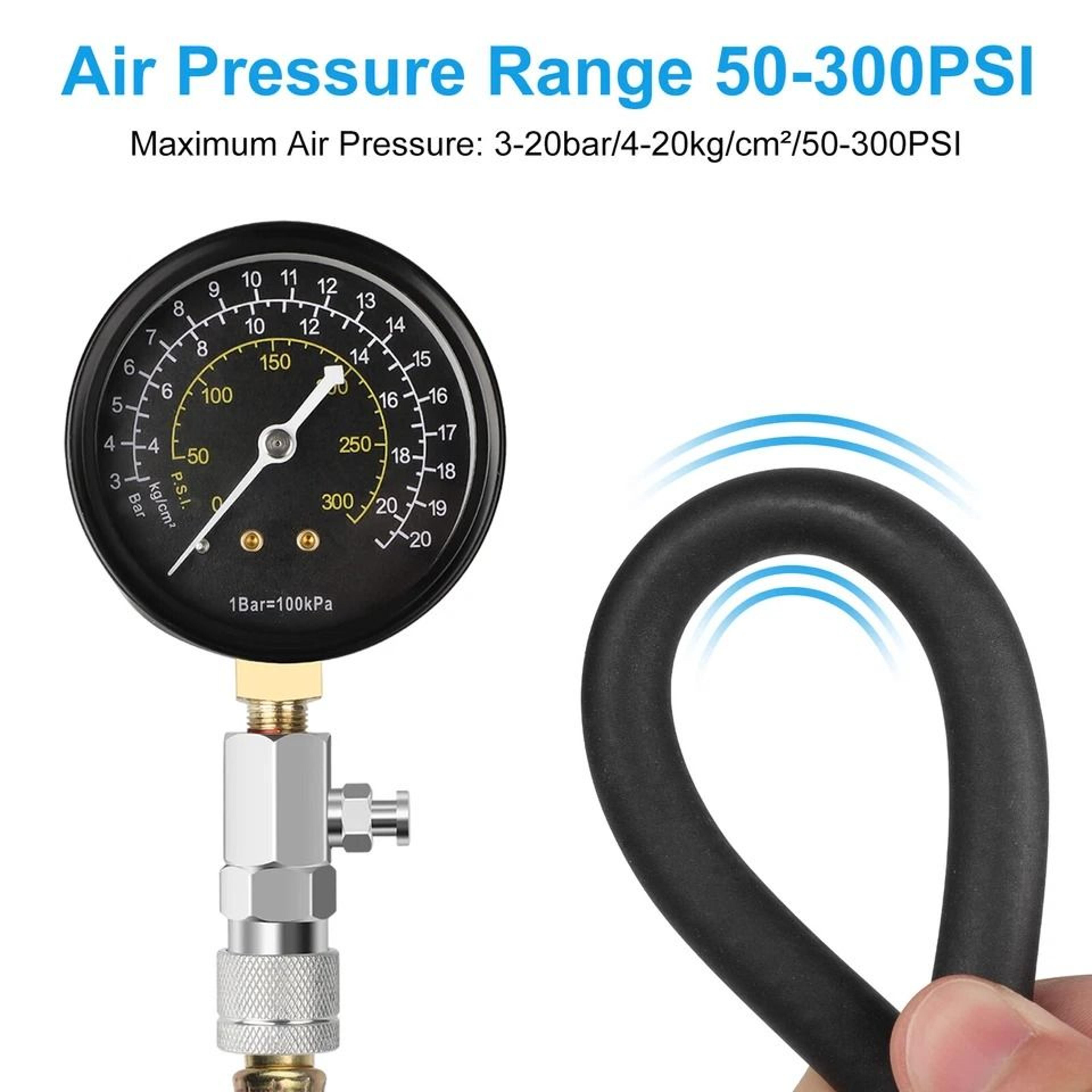 Compression Testing Gauge Engine Compression Tester Kit With Hose Bar For Automotive  Small Engines 4