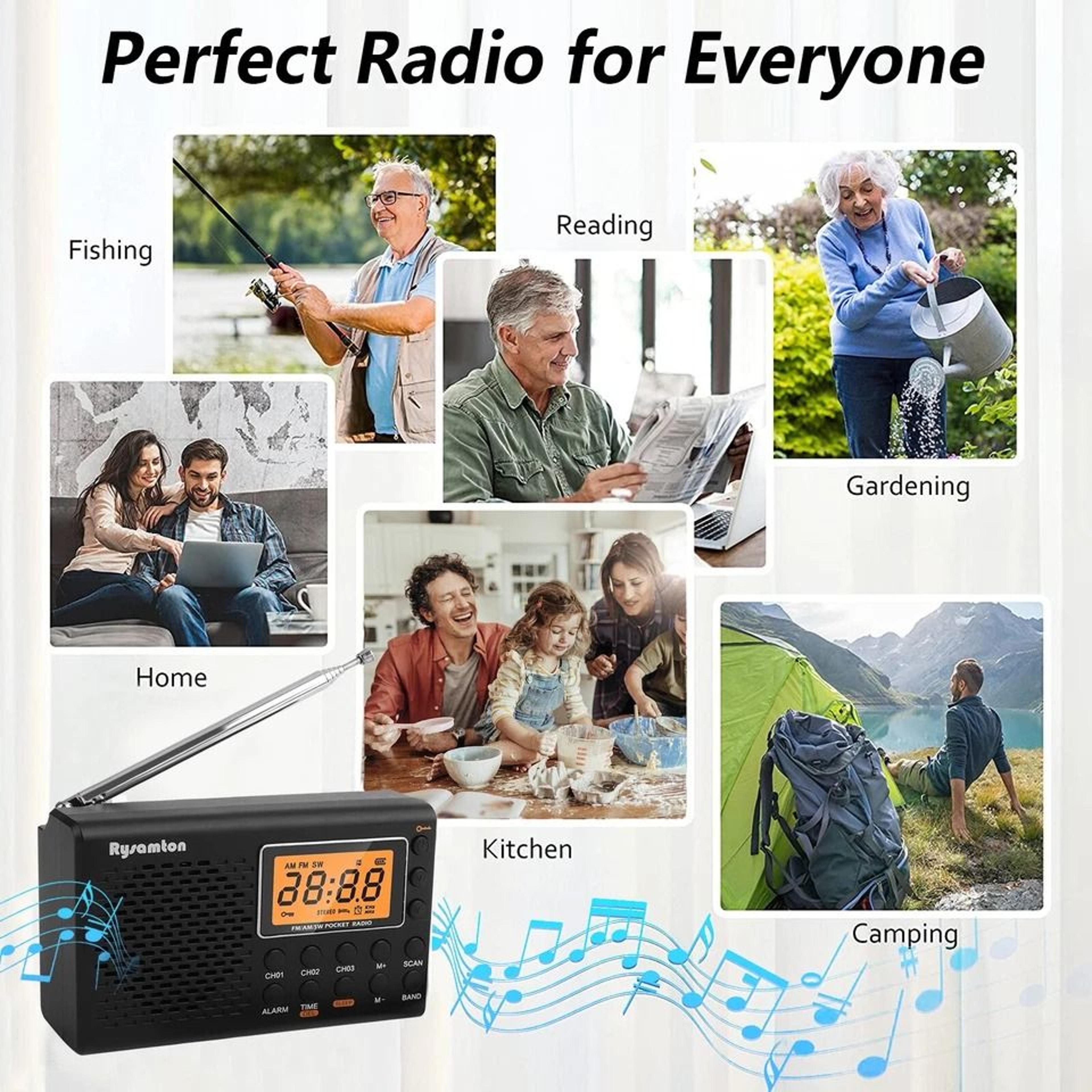 Digital LCD FMAMSW Radio Portable Pocket Radio With Alarm Clock Sleep Timer Earphones LongLasting B 3