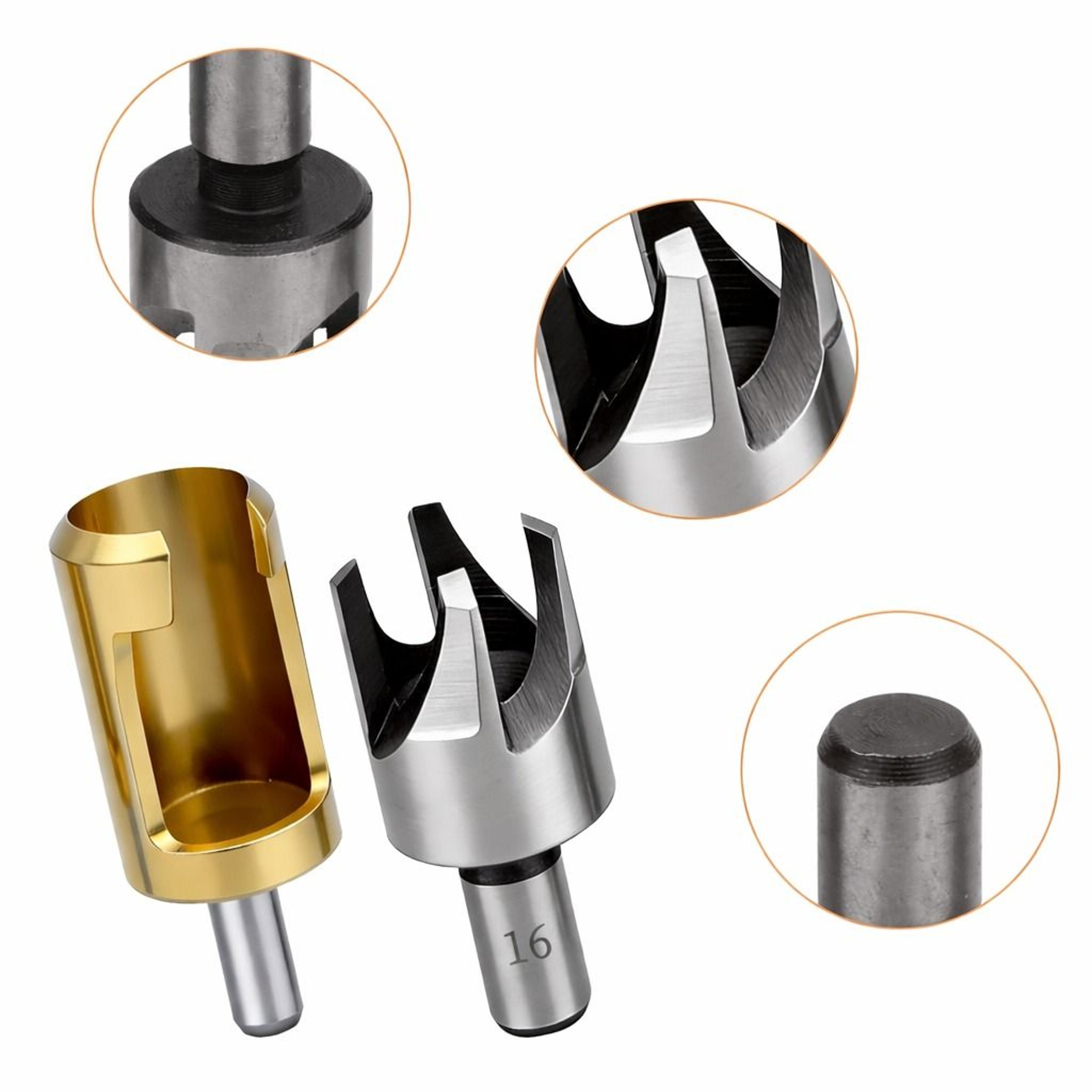 titanium-plated carbon steel wood plug hole cutter, dowel maker cutting set, shank drill bit for woodworking