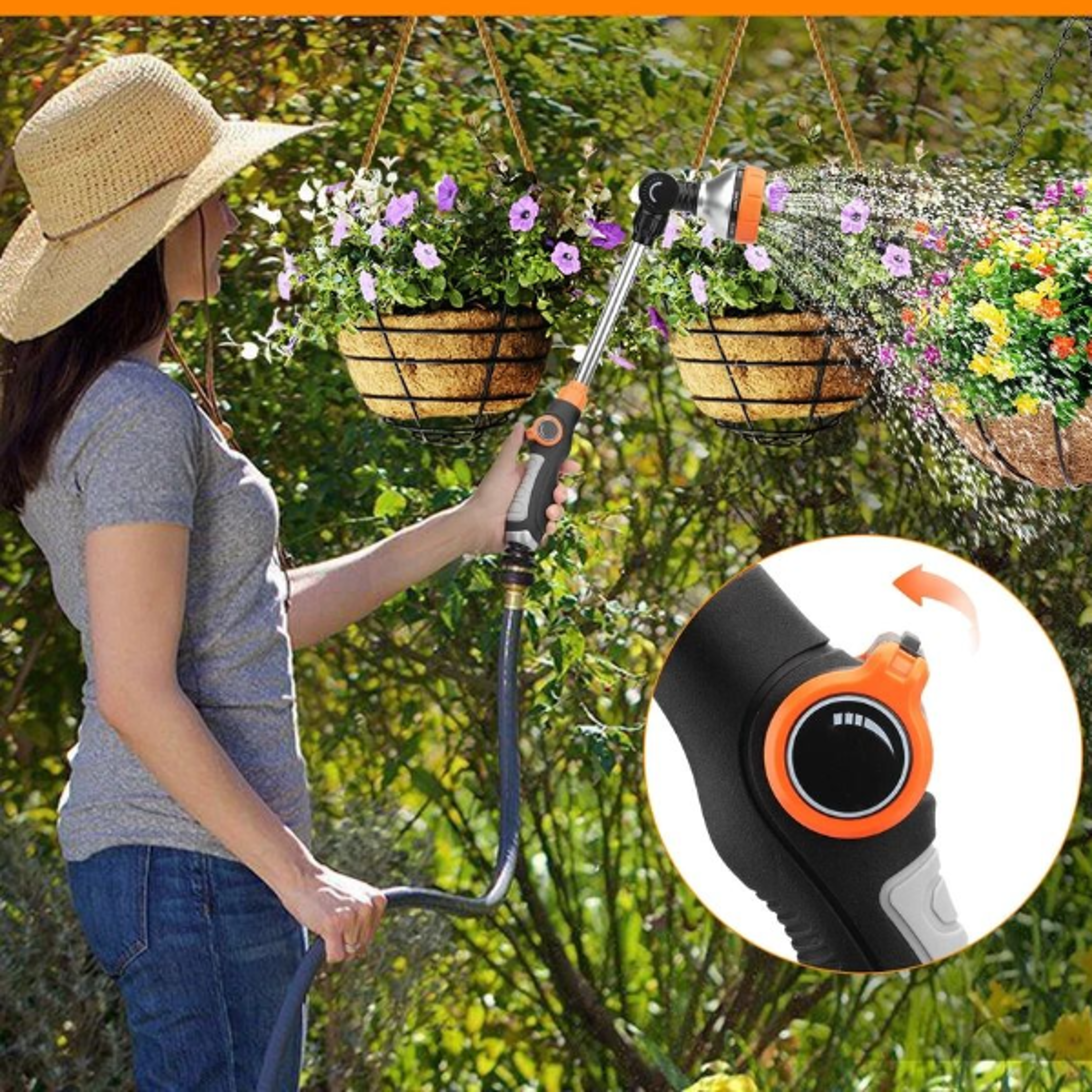 durable heavy duty watering wand, garden hose, spray patterns, nozzle sprayer