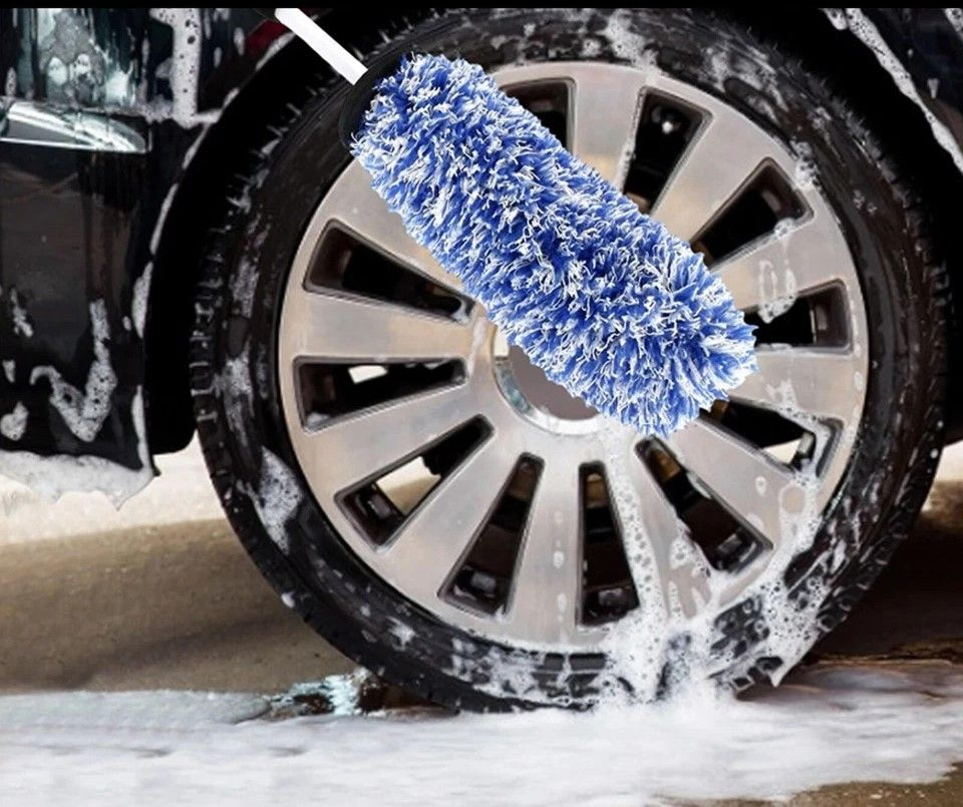microfiber car wheel brush, rims tire wash, auto detailing tool, deep cleaning kit for engine & tight spots