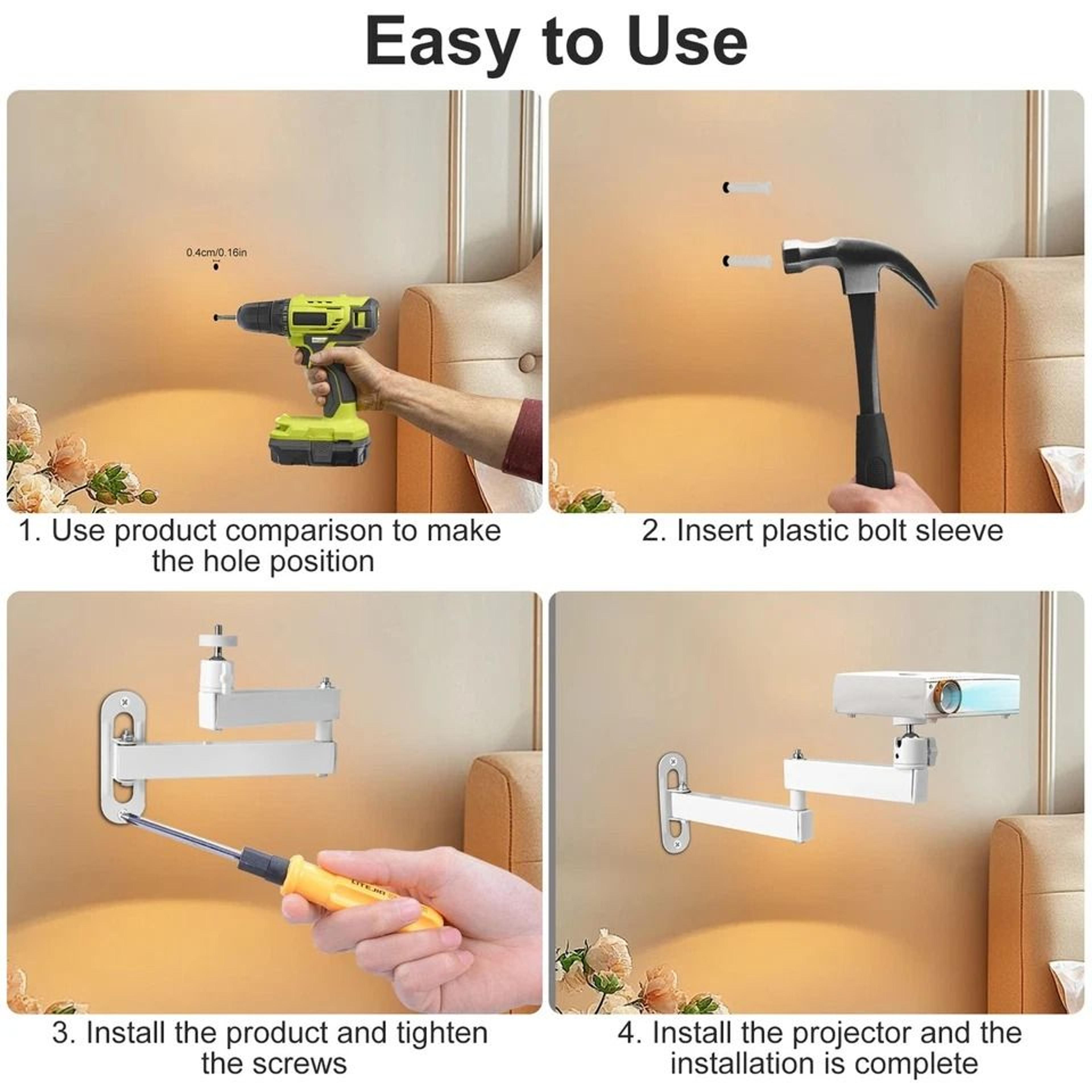 Rotation Foldable Projector Wall  Ceiling Mount Adjustable Aluminum Alloy Universal Compatibility F 1
