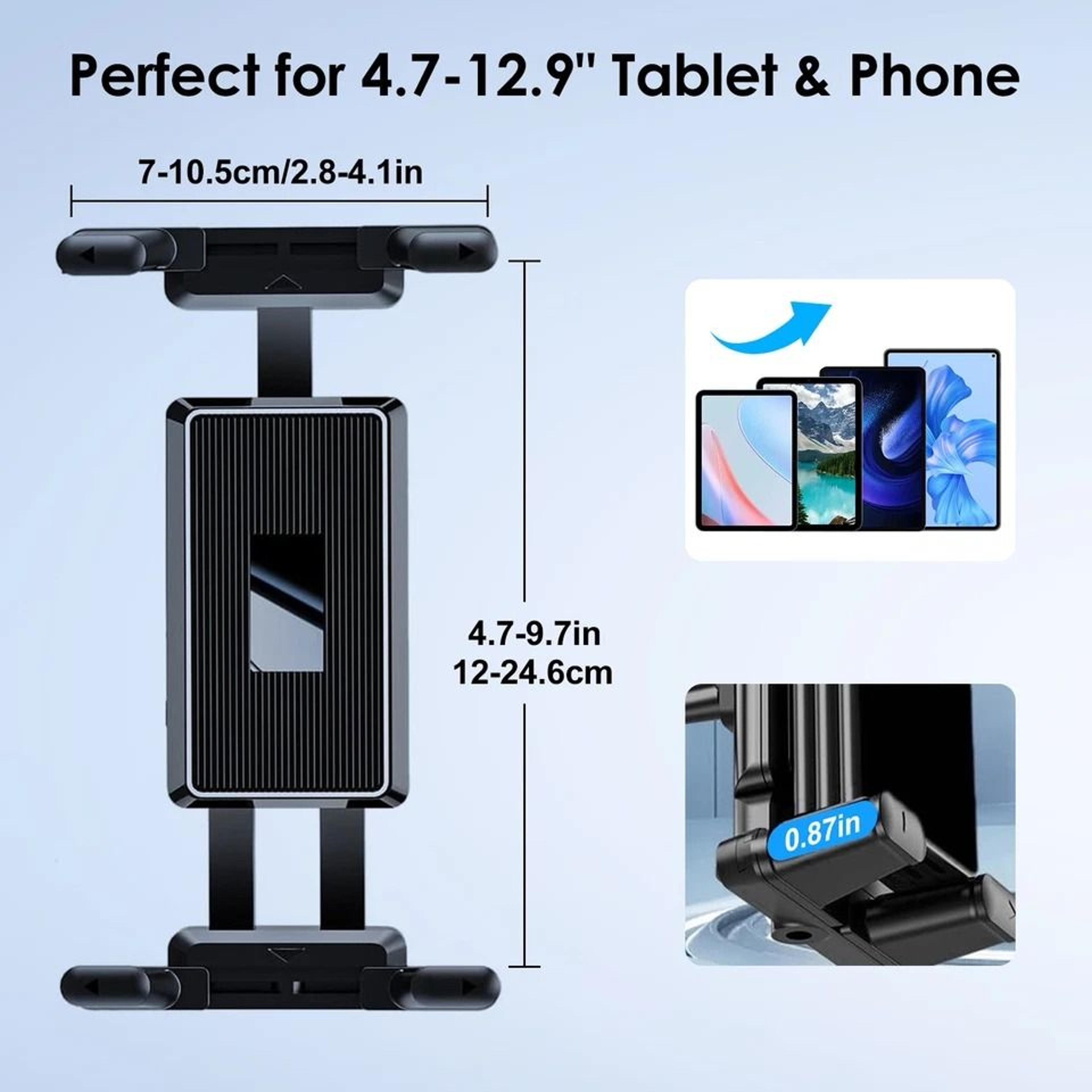 HeavyDuty Tablet Holder For CarAdjustable Arm Metal Drill Base Compatible With IPad Samsung Smartph 5
