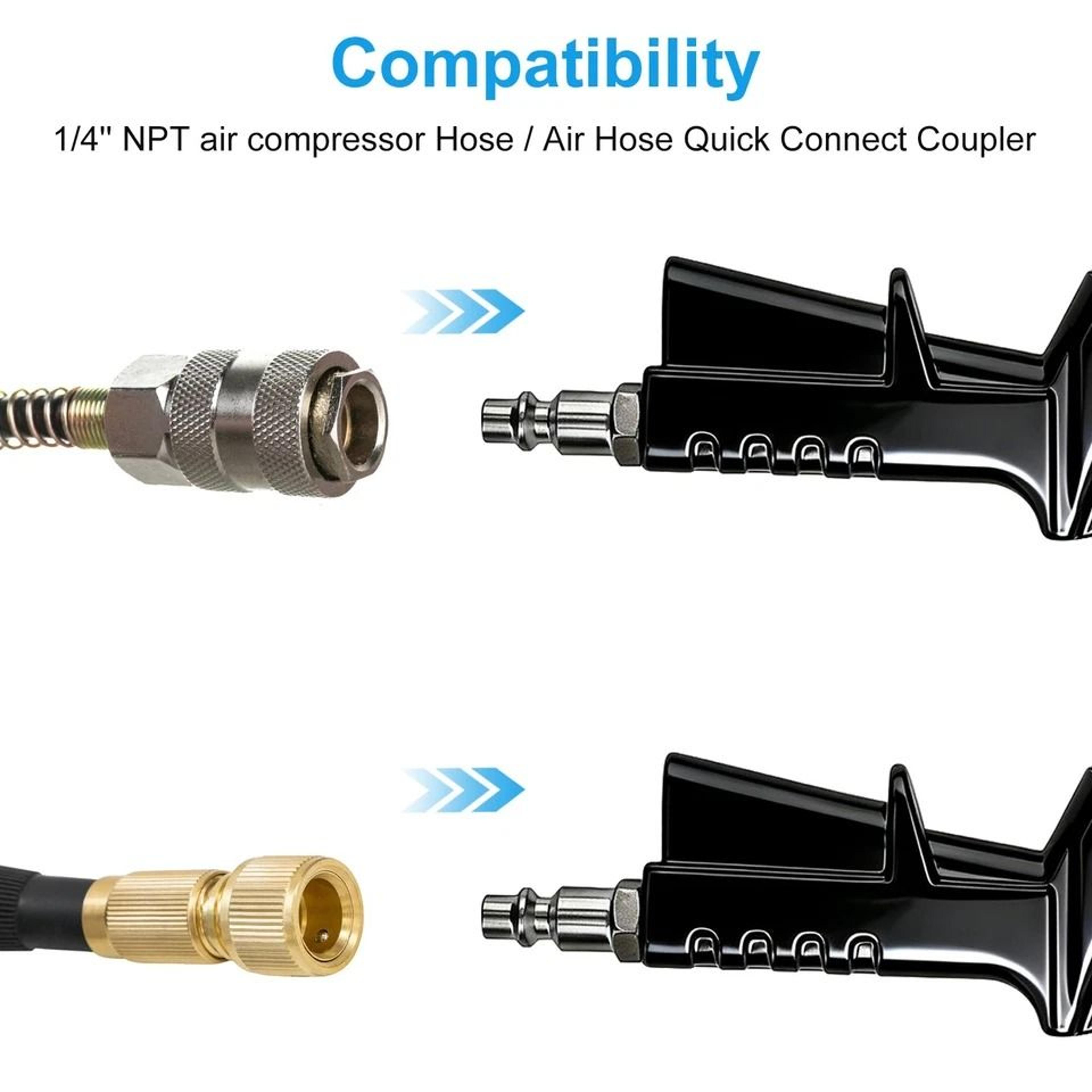 Digital Tire Air Inflator LCD Pressure Gauge PSI Quick Connect NPT Car Heavy Duty Rubber Hose 4