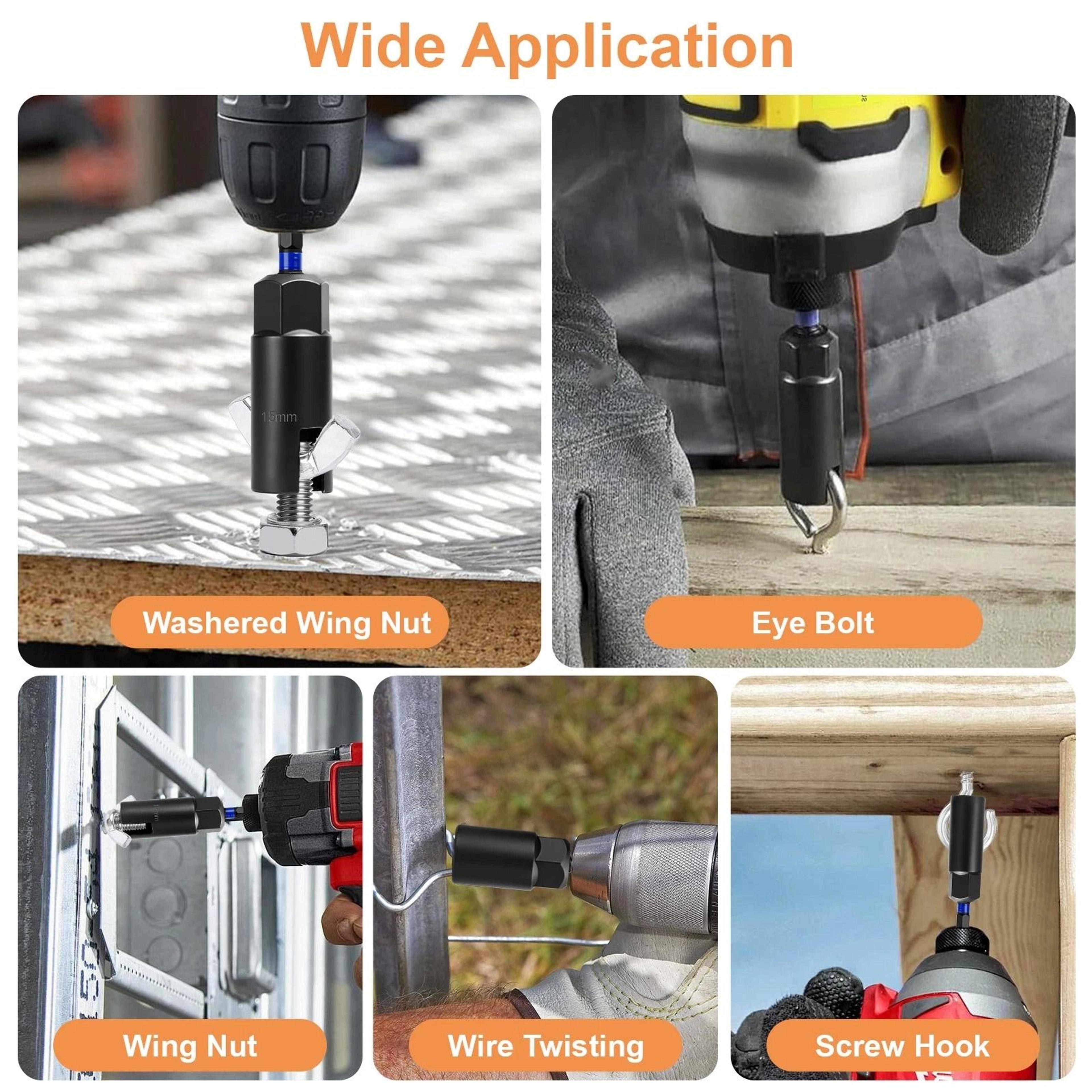 Wing Nut Driver With Keychain Holder 918mm Quick Change Hex Shank For Drills Bolts And Eye Bolts 2