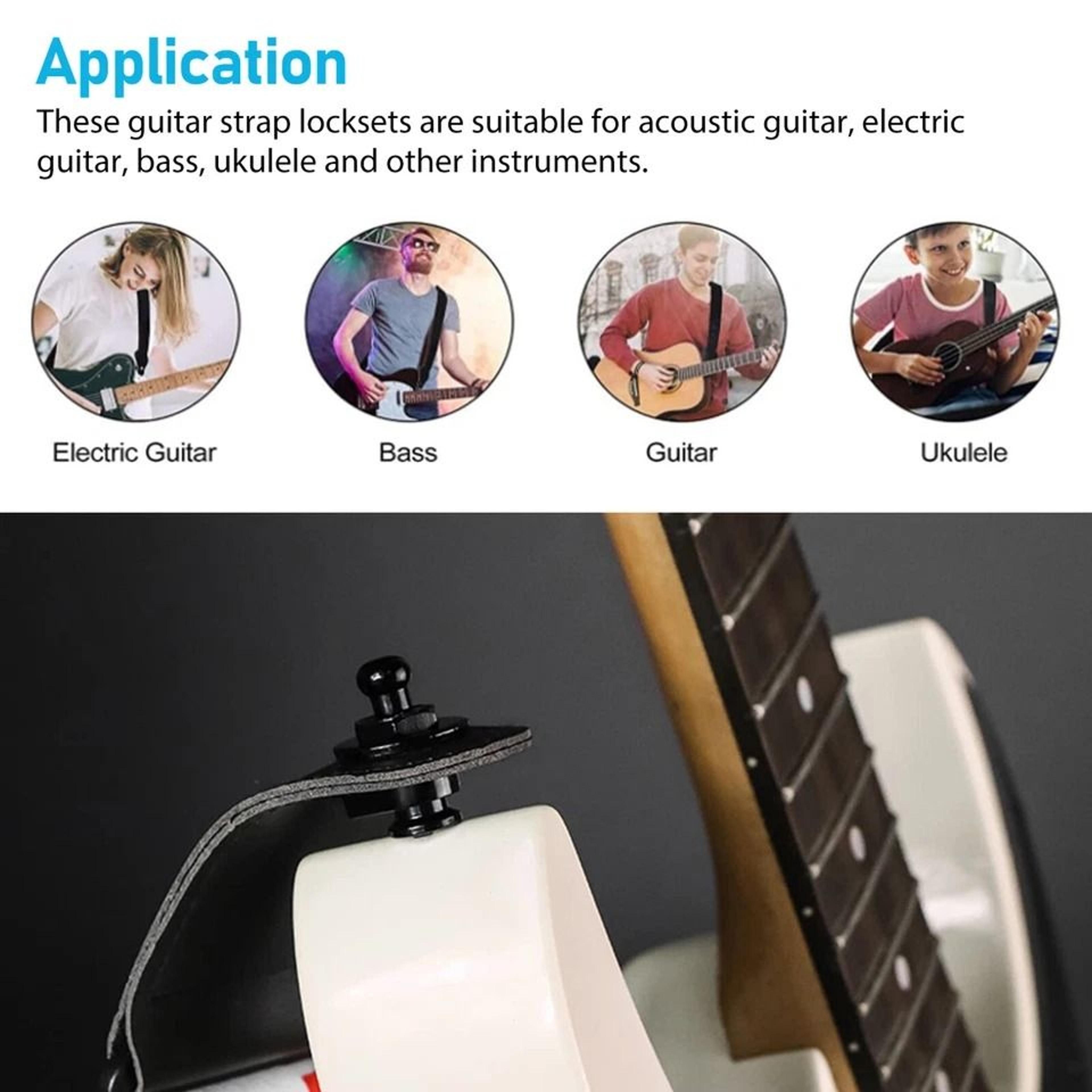 Guitar Strap Lock Buttons Alloy Copper Locks For Electric  Acoustic Guitars Bass 2
