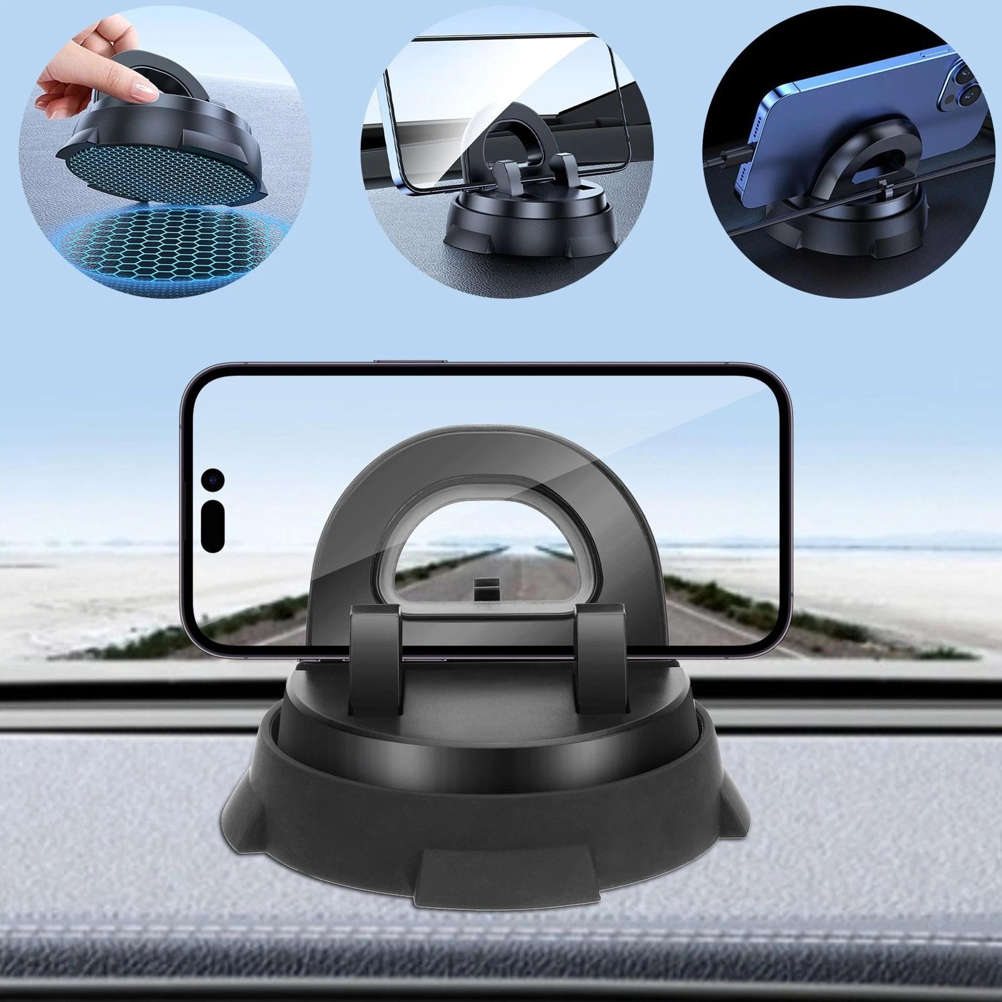 adjustable car phone mount, dashboard tablet holder for iphone, ipad, gps, non-slip, washable & reusable base