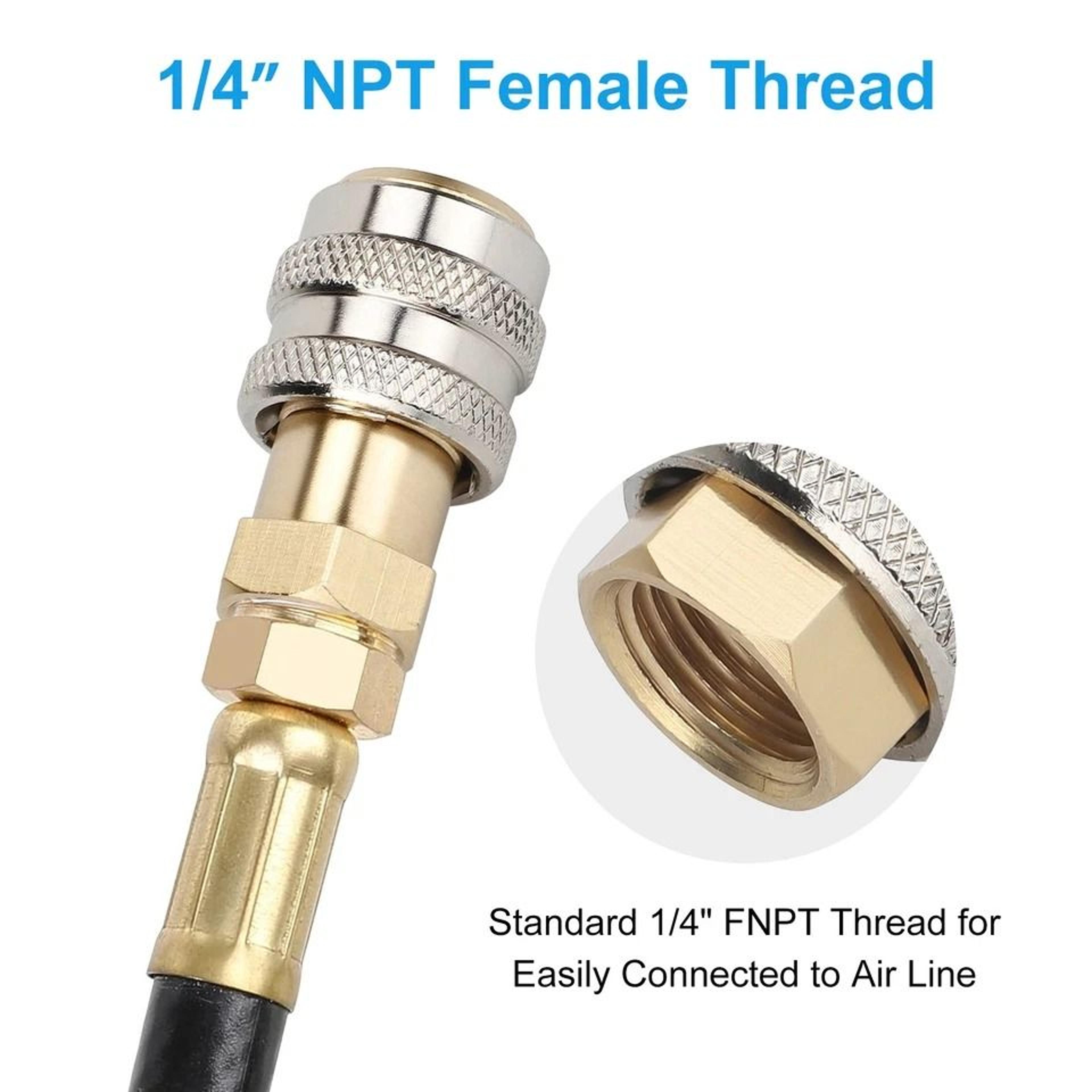 Brass PSI Air Chuck  Open Flow FNPT Tire Inflator Adapter HeavyDuty Nozzle For Motorcycles  Trucks 4