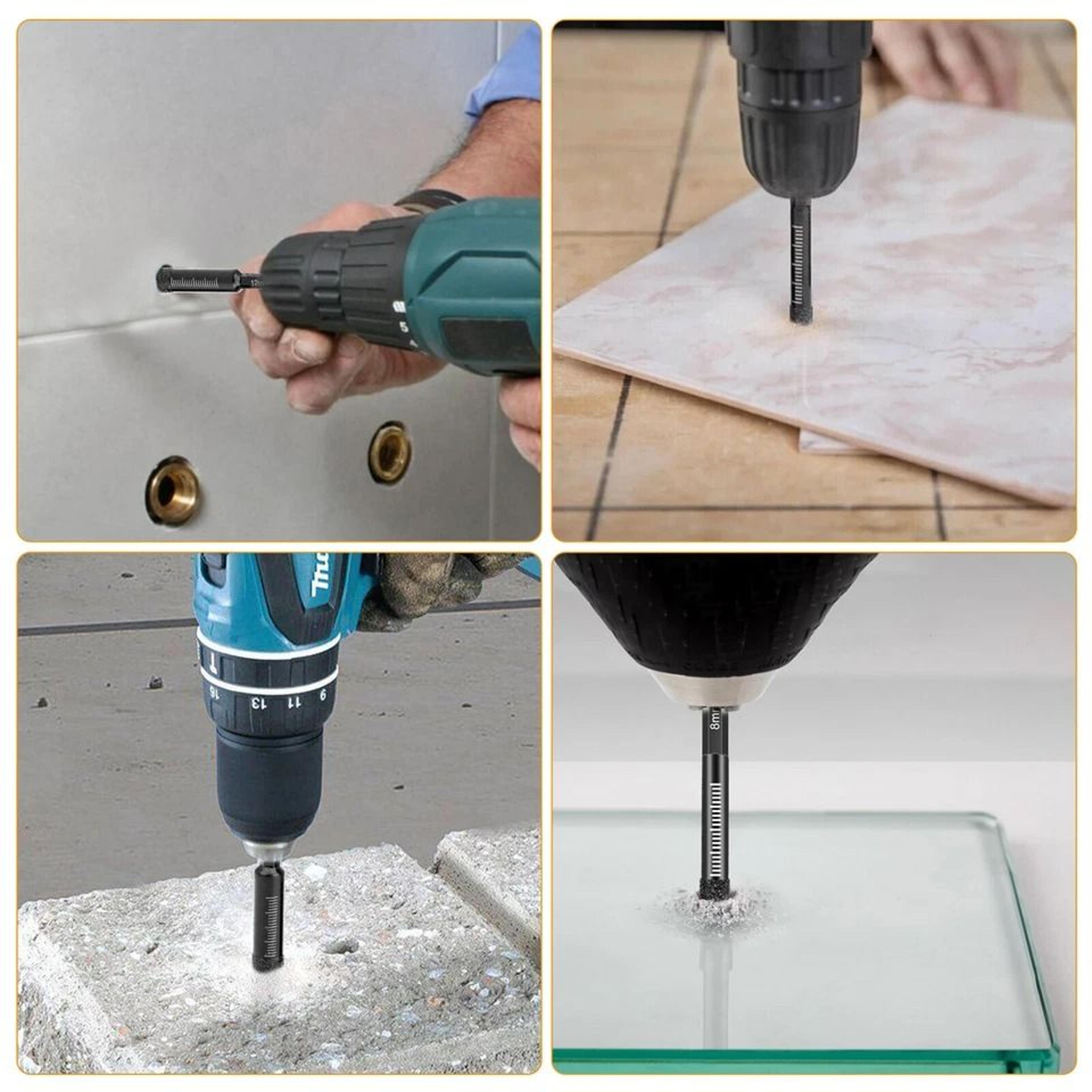 Dry Diamond Core Drill Bits  Hex Shank 8pc For Glass Ceramic Granite Marble Tile  Durable Drilling 1