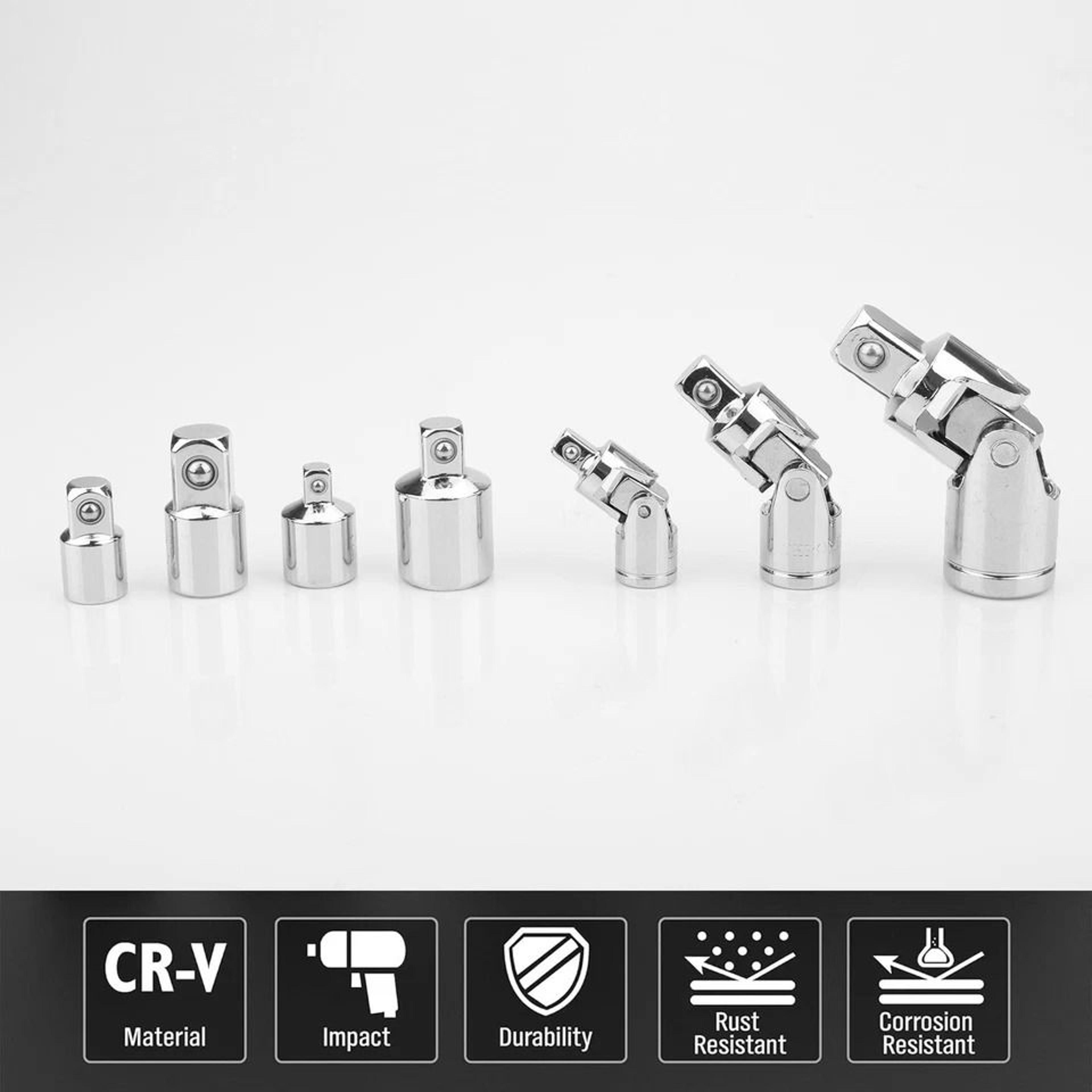 Impact Universal Joint Socket Adapter Piece Flex ChromePlated Steel For Ratchet Wrench  Electric Dr 6