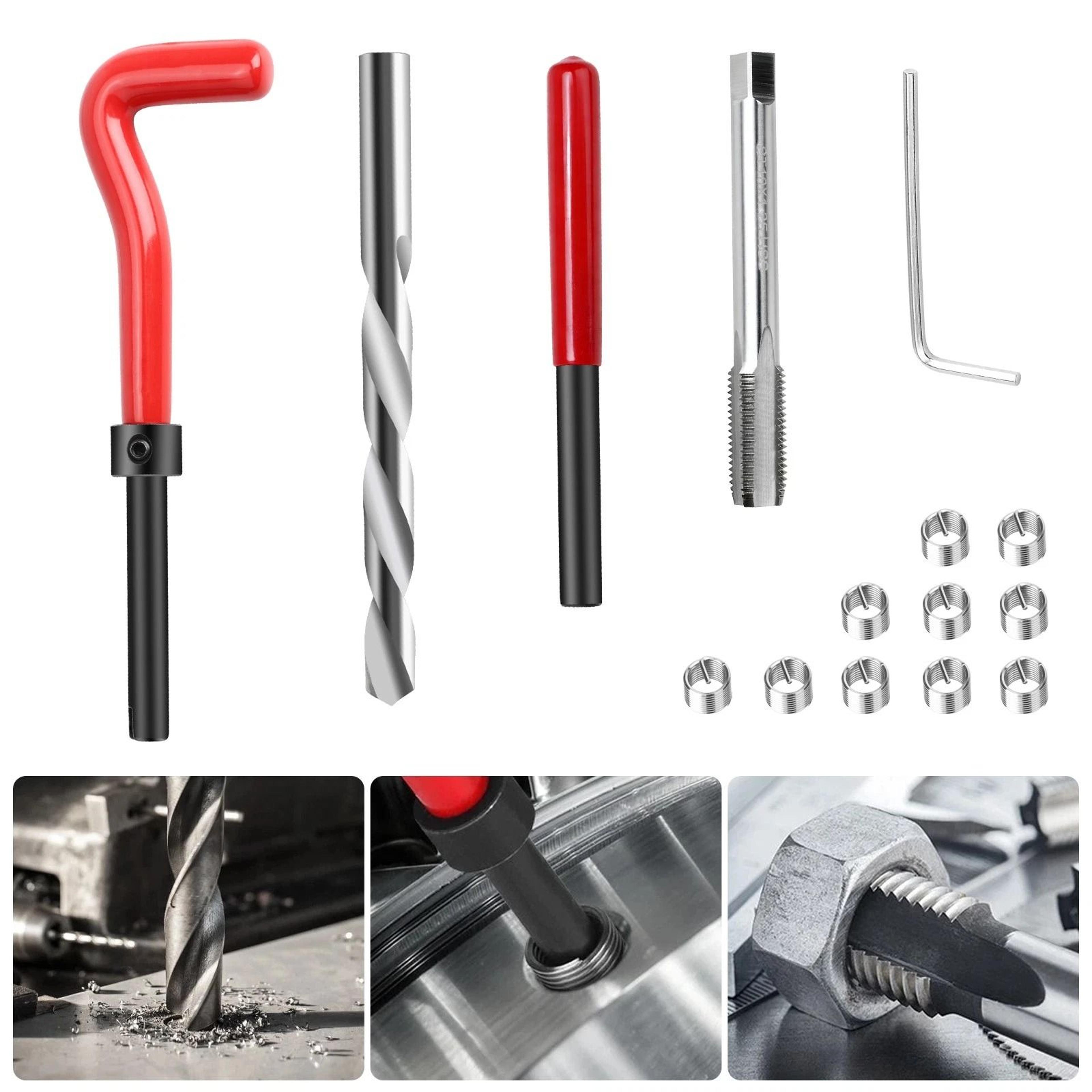 thread repair kit, stainless steel inserts, hss tap & helicoil style, automotive tools